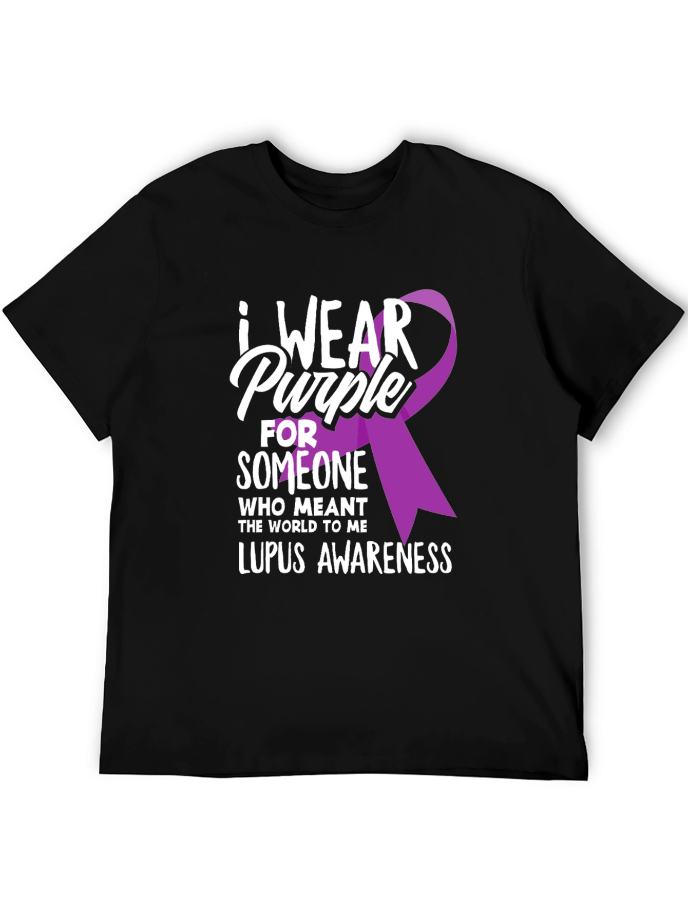 Black Lupus Awareness T-Shirt - I Wear Purple Ribbon view 5