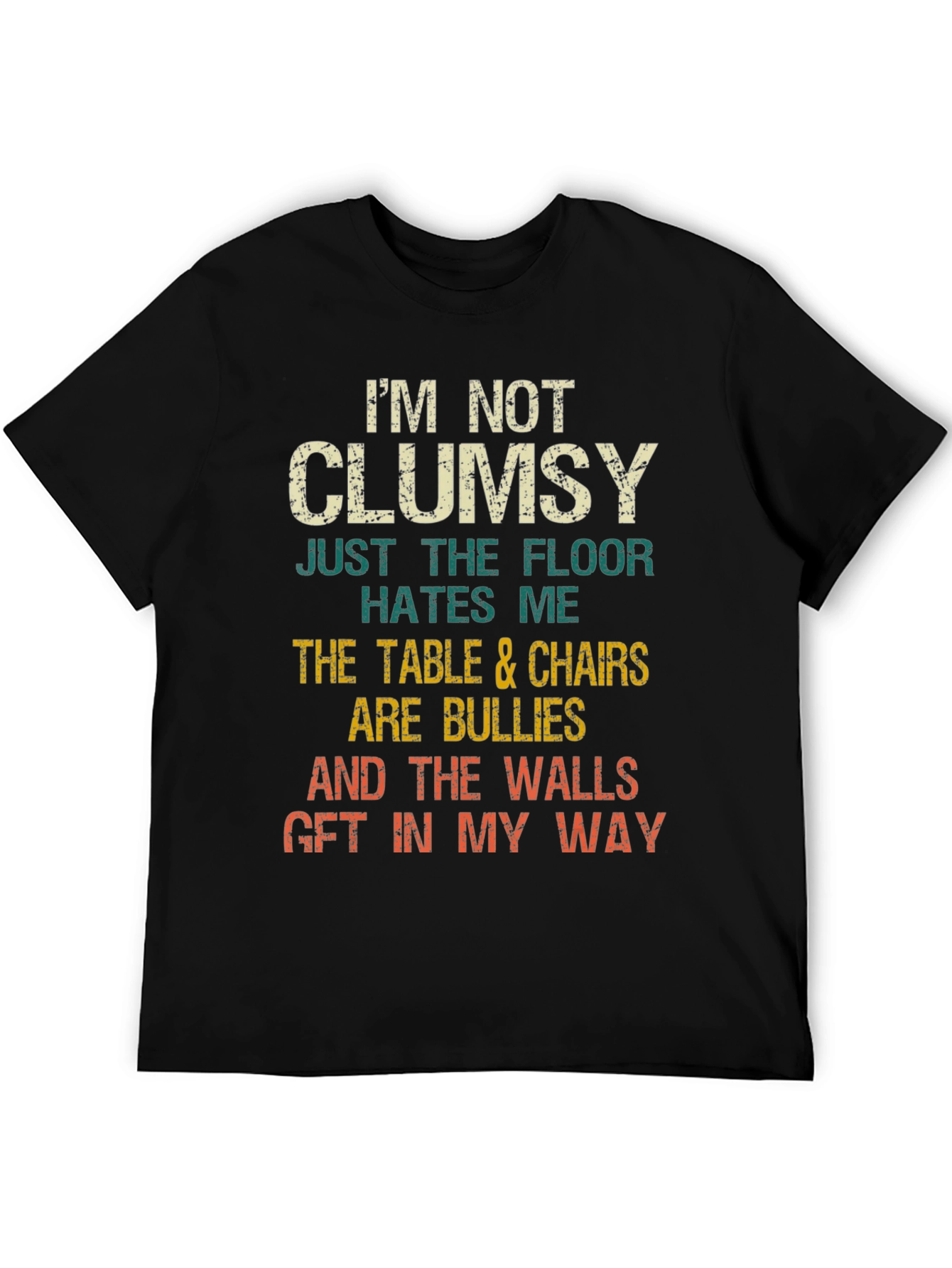 Black Funny "I'm Not Clumsy" Graphic T-Shirt view 5