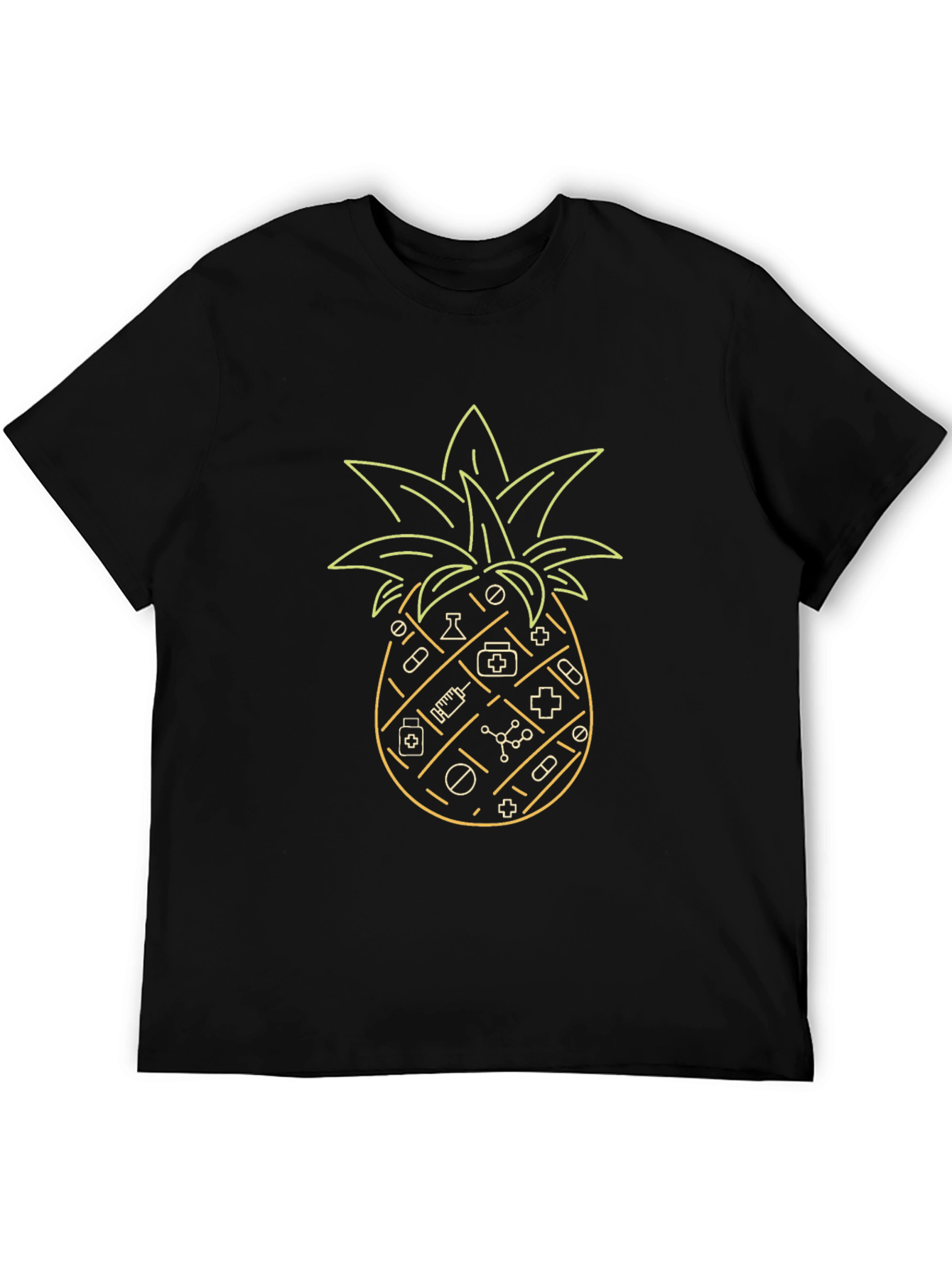 Black Medical Pineapple Black T-Shirt view 5
