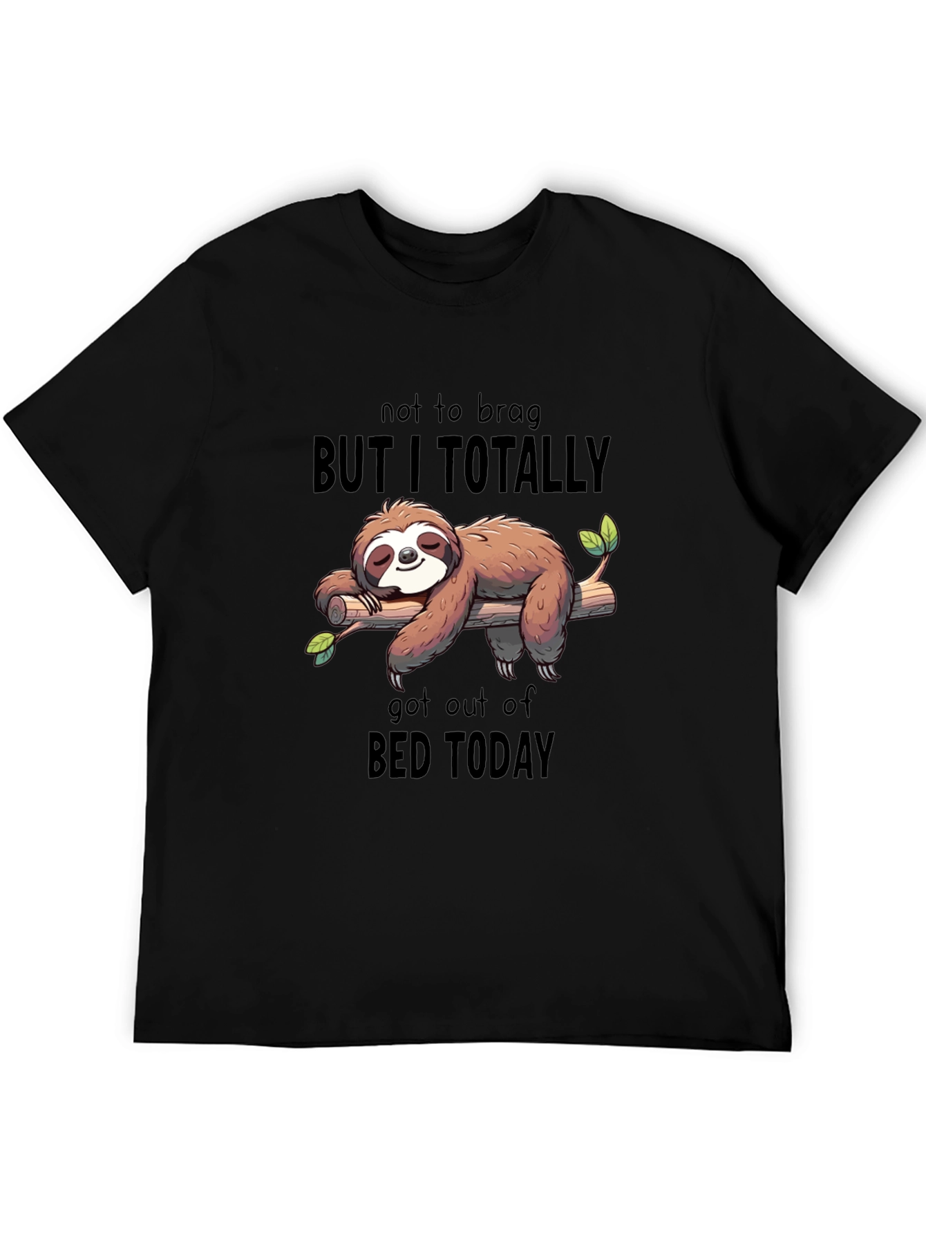Black Sloth Got Out of Bed T-Shirt - Relaxed Fit view 5