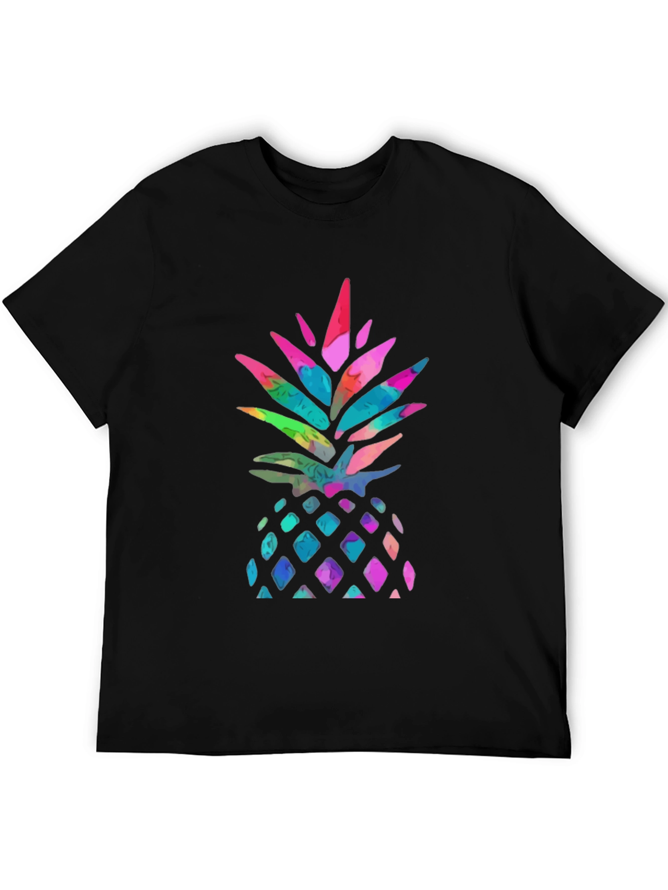 Black Watercolor Pineapple Graphic Black T-Shirt view 5