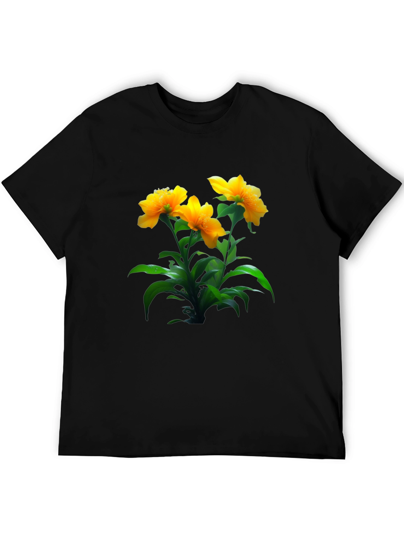 Black Floral Print Black T-Shirt view 5