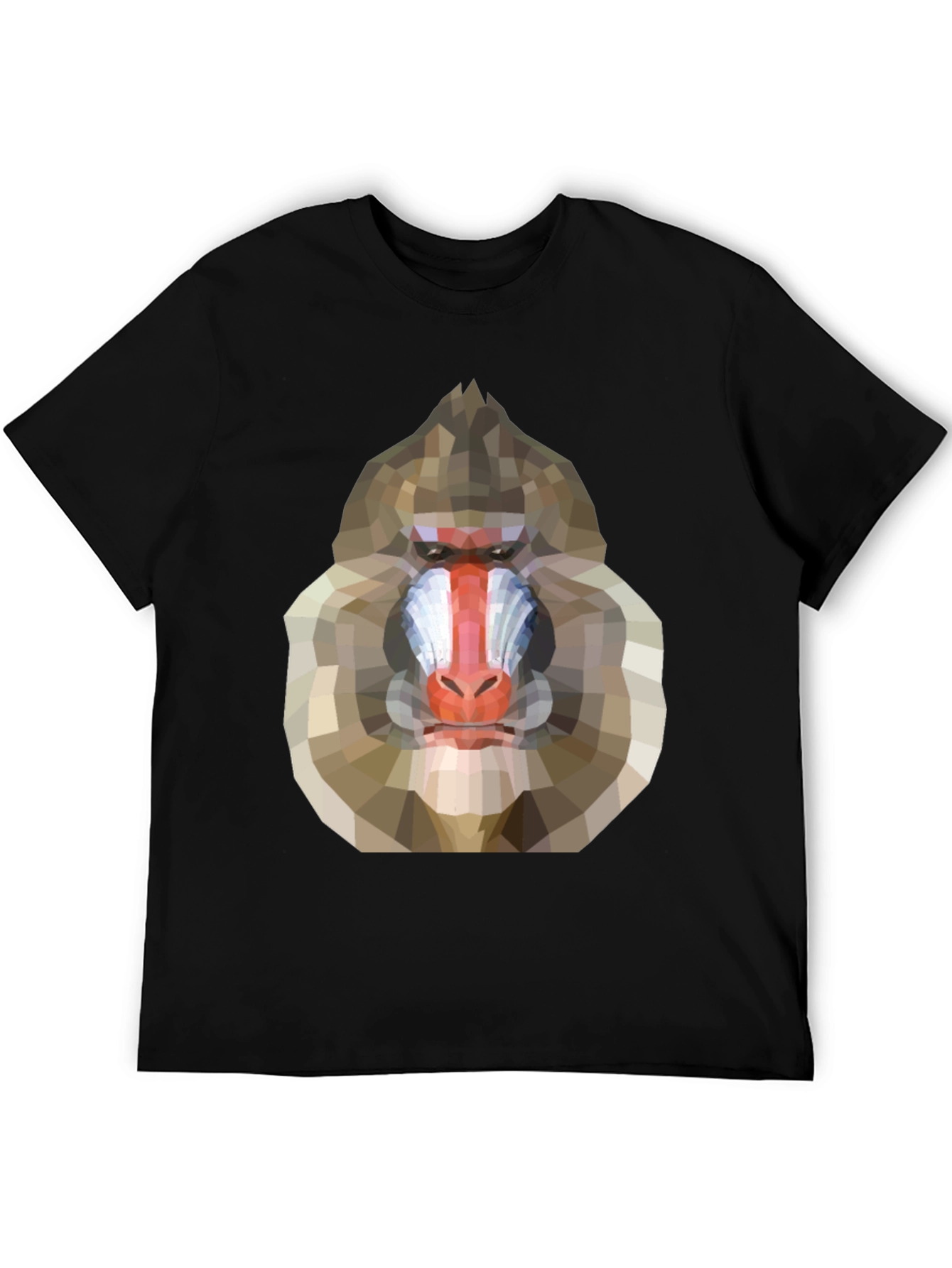 Black Geometric Mandrill Graphic Tee - Unique Art T-Shirt view 5
