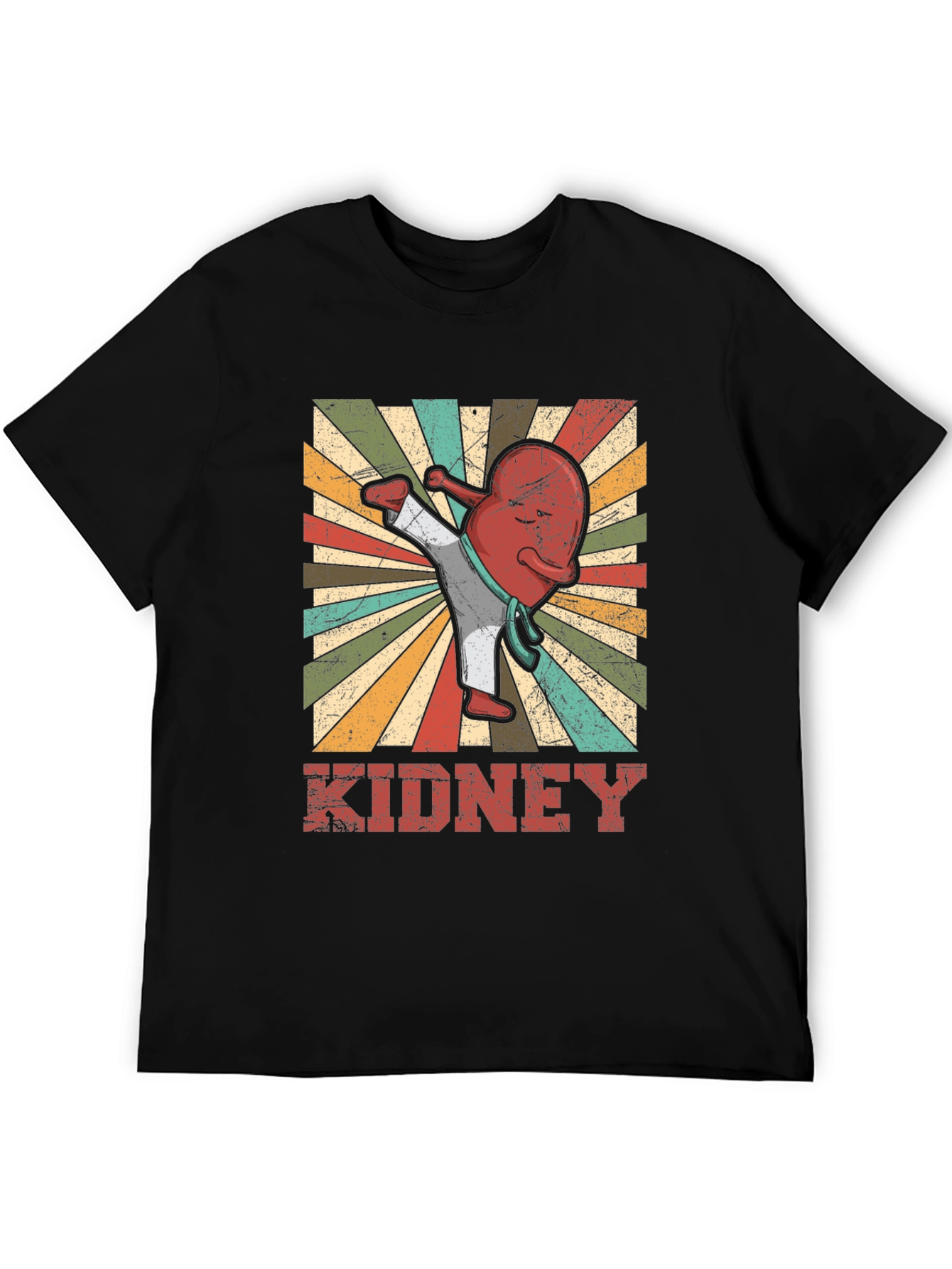 Black Karate Kidney T-Shirt - Funny Anatomy Tee view 5