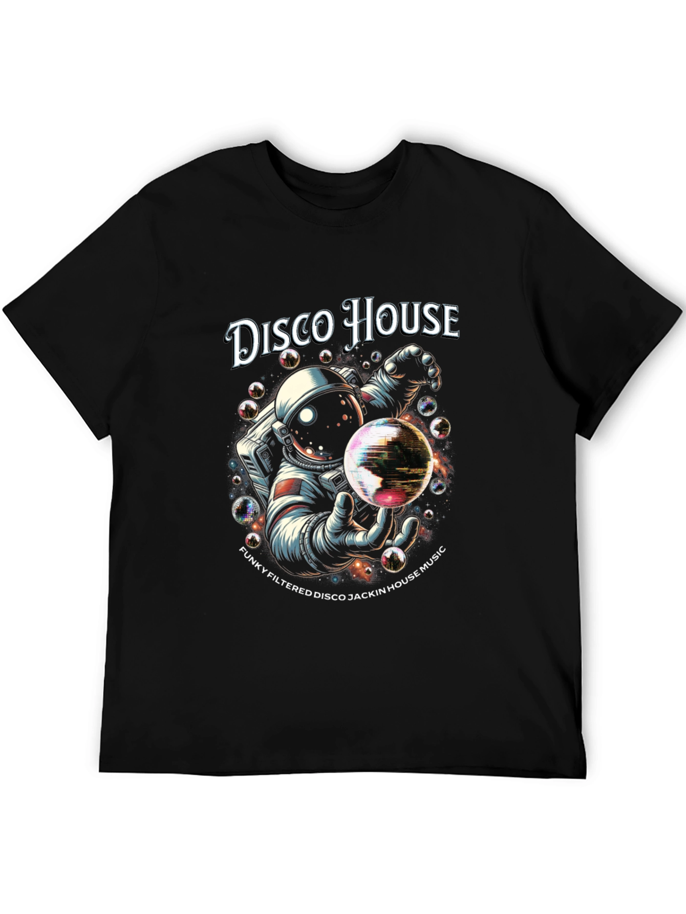 Black Disco House Astronaut Graphic T-Shirt view 5
