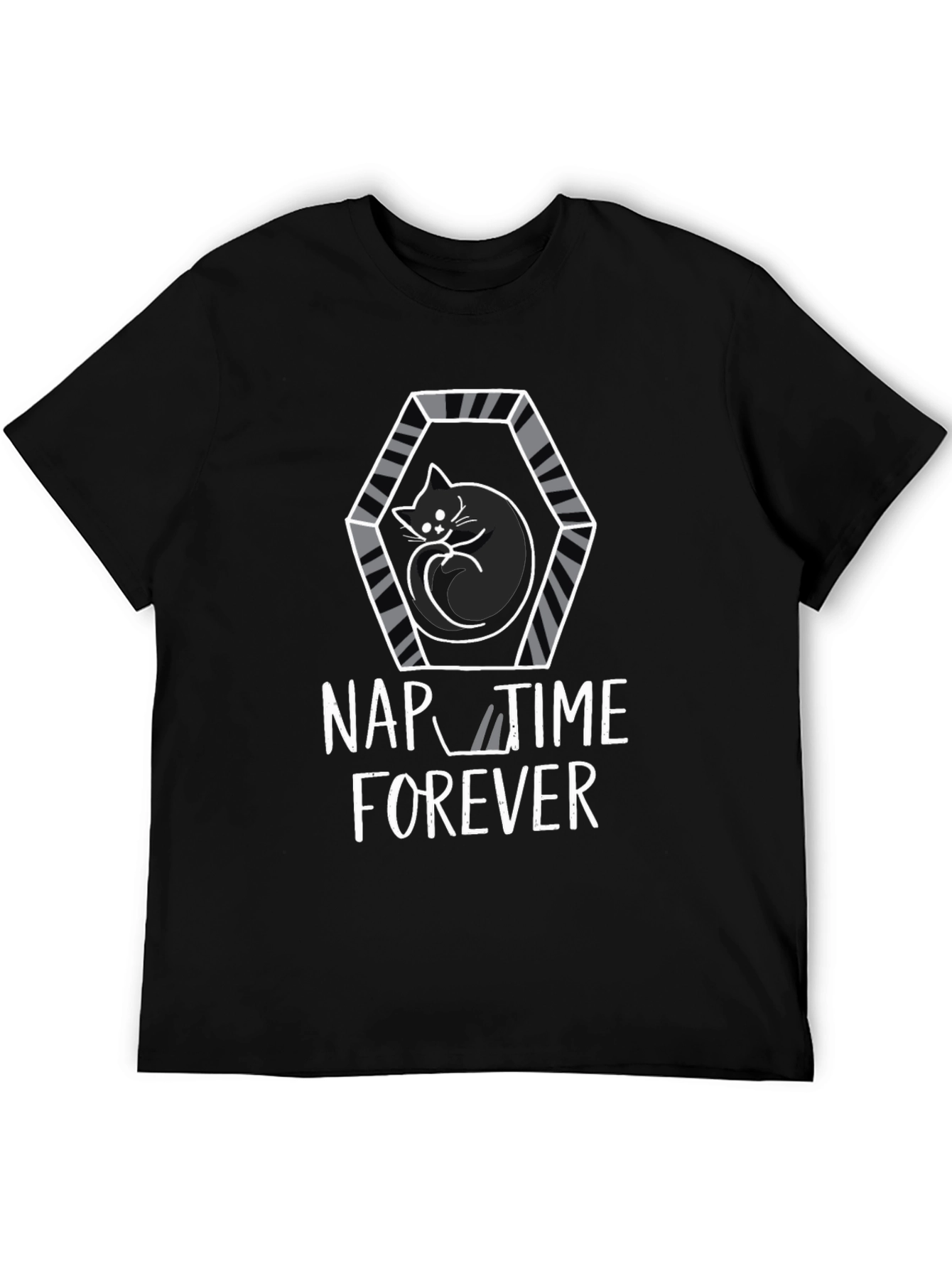 Black Nap Time Forever Cat T-Shirt view 5