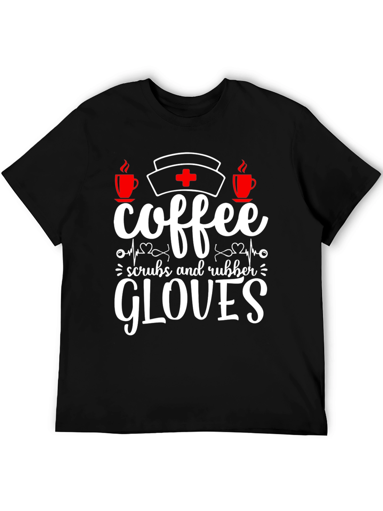 Black Coffee Scrubs Rubber Gloves T-Shirt view 5