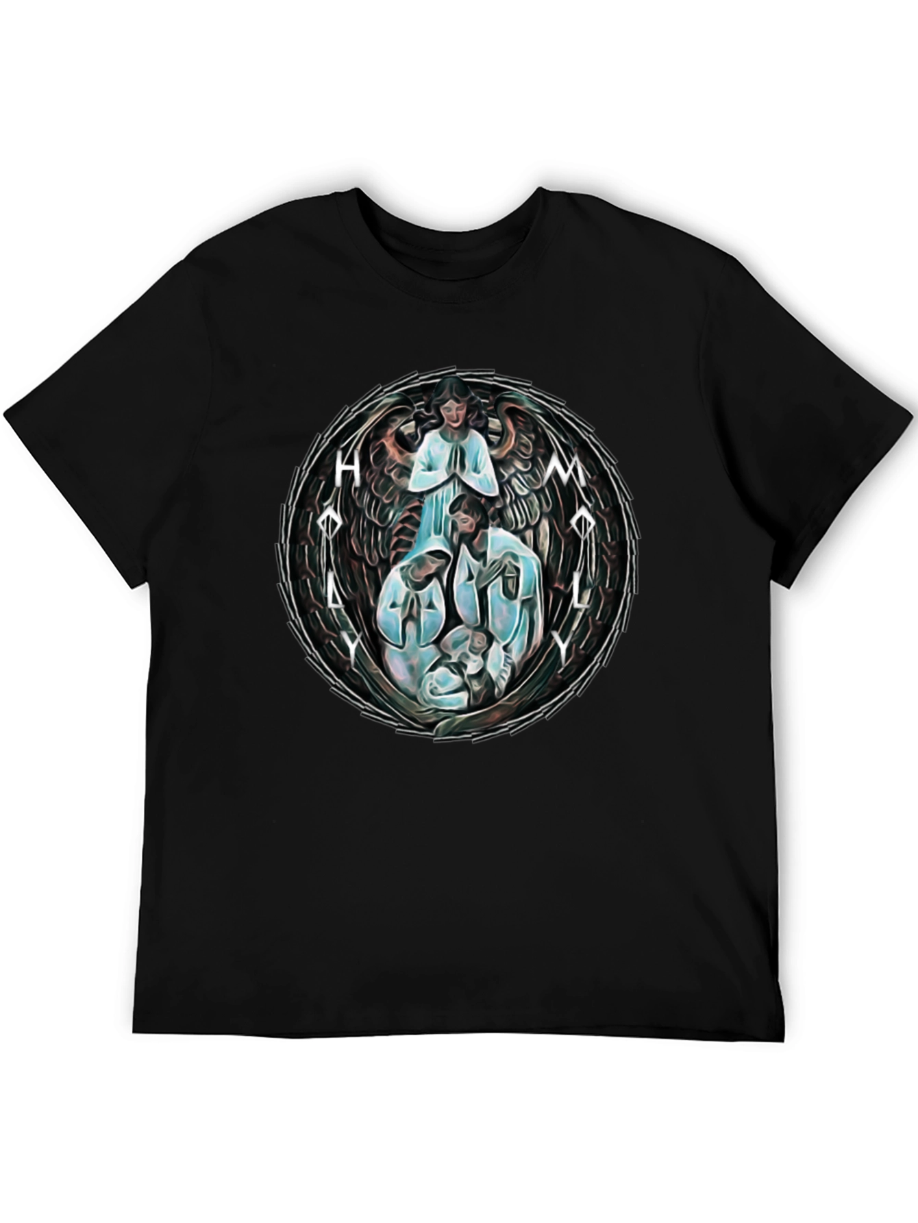 Black Holy Family Graphic T-Shirt - Unisex Black Tee view 5