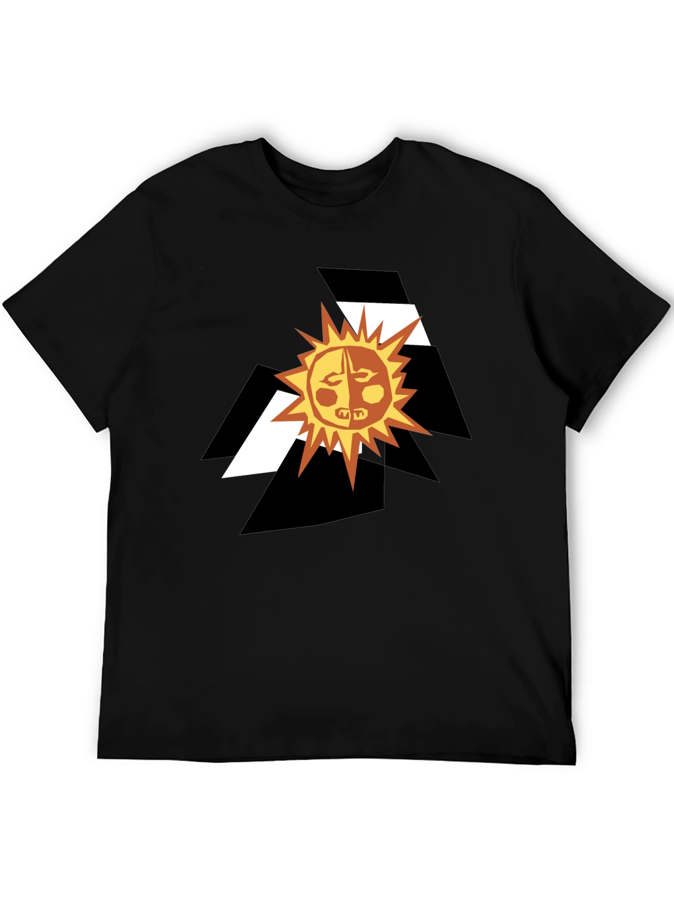Black Abstract Sun Graphic Black T-Shirt view 5
