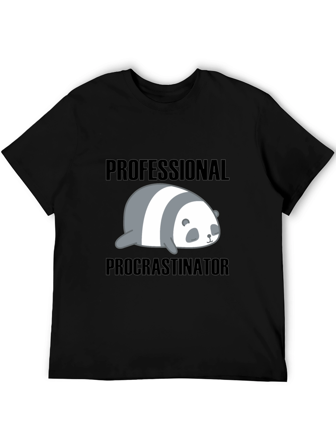 Black Professional Procrastinator Panda T-Shirt - Funny Graphic Tee view 5
