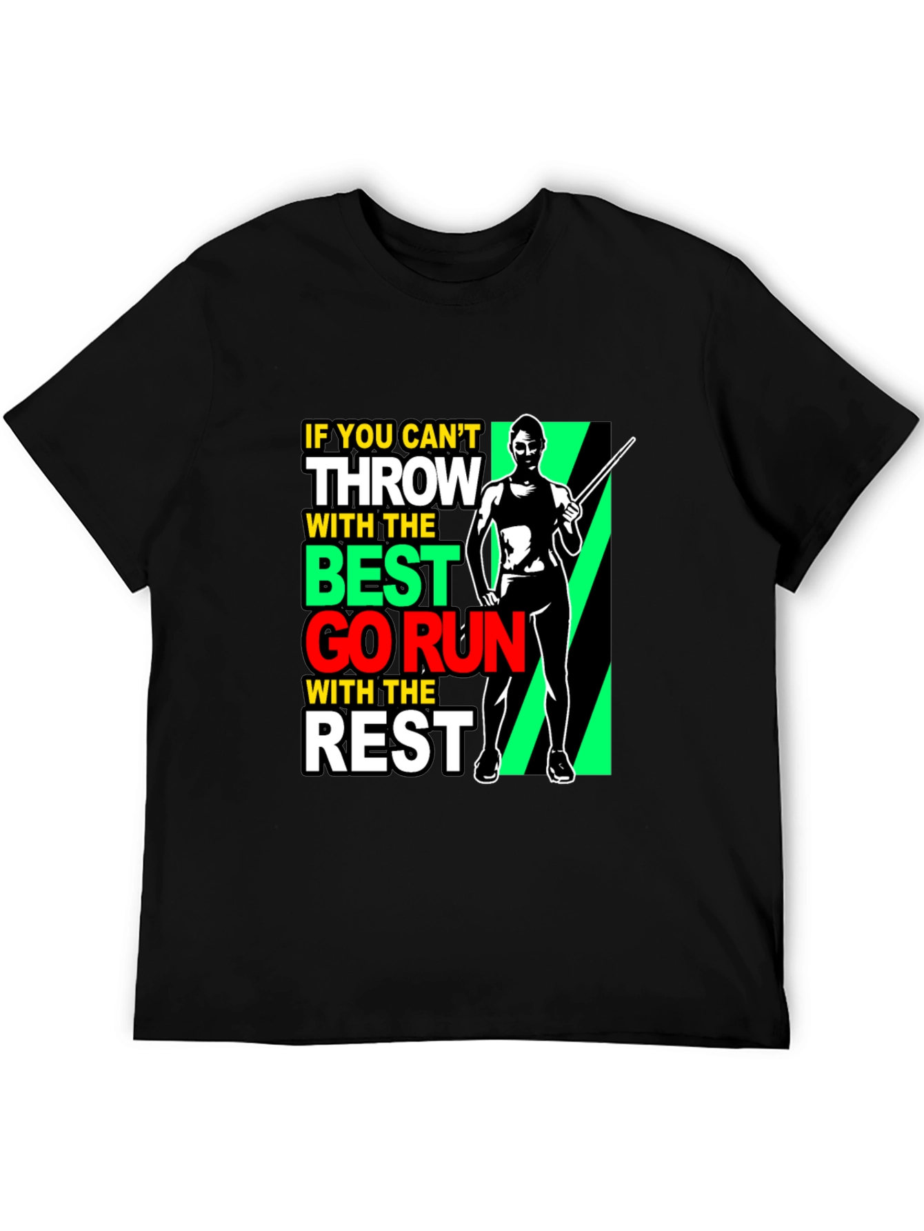 Black Thrower Graphic Tee - If You Can't Throw Go Run! view 5
