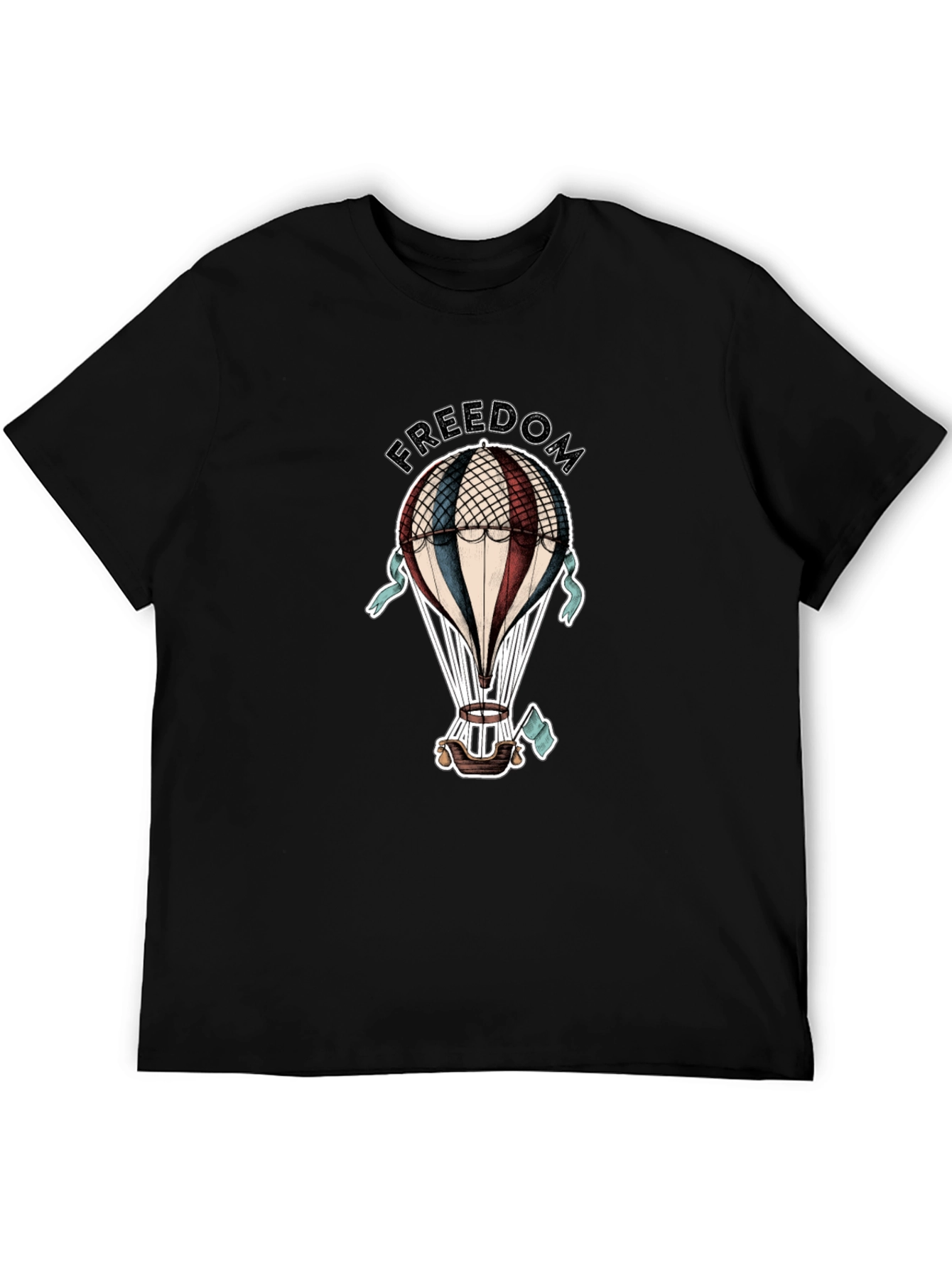 Black Freedom Hot Air Balloon Graphic Tee view 5