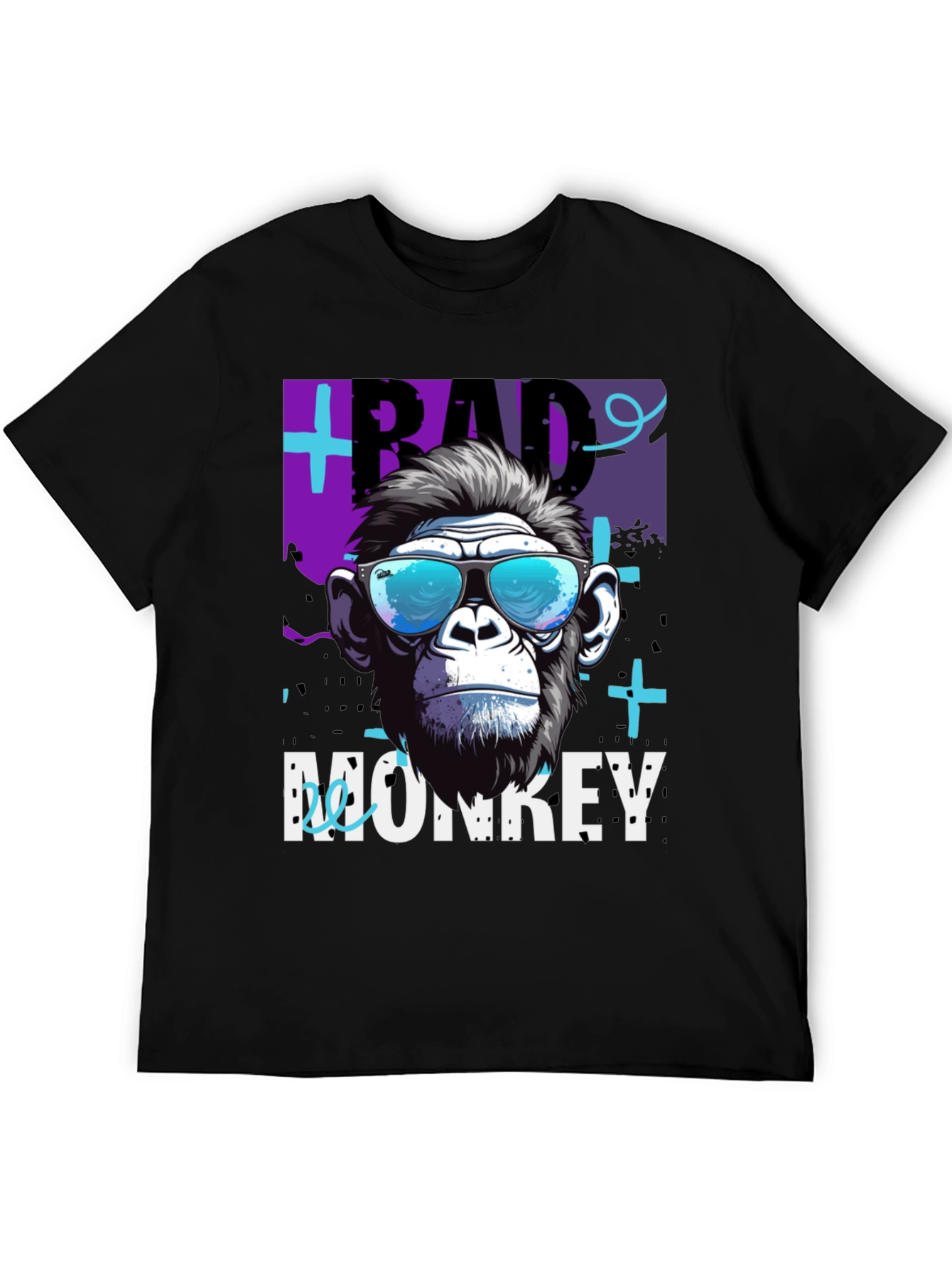 Black Bad Monkey Graphic T-Shirt - Cool Ape Design view 5