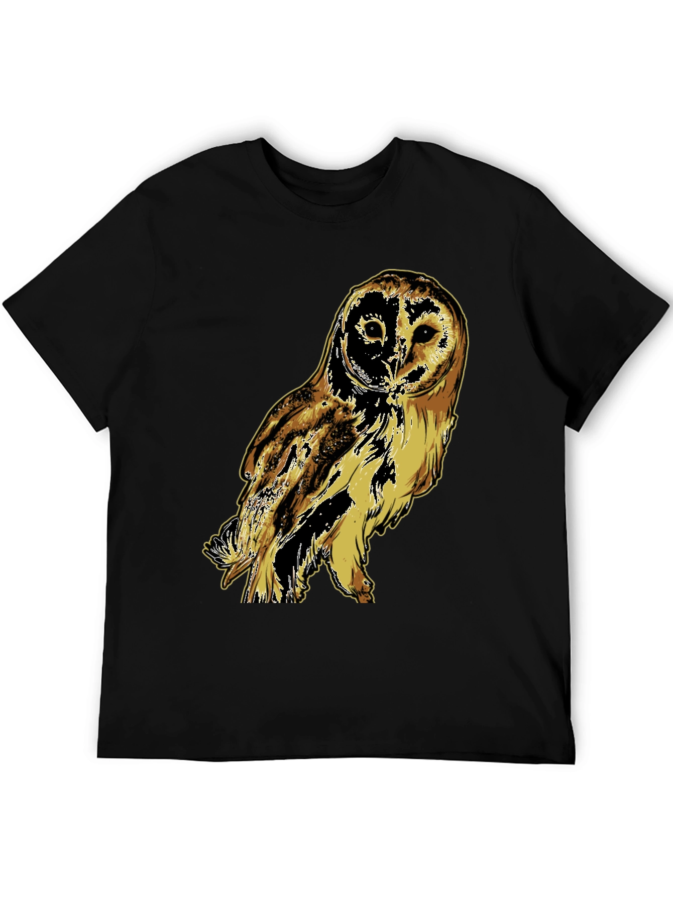 Black Owl Graphic Print Black T-Shirt view 5