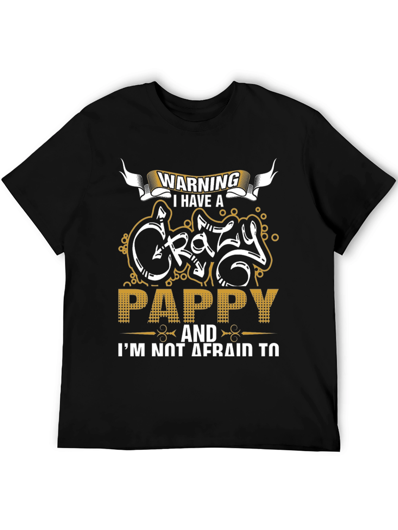 Black Warning Crazy Pappy Graphic T-Shirt - Novelty Tee view 5