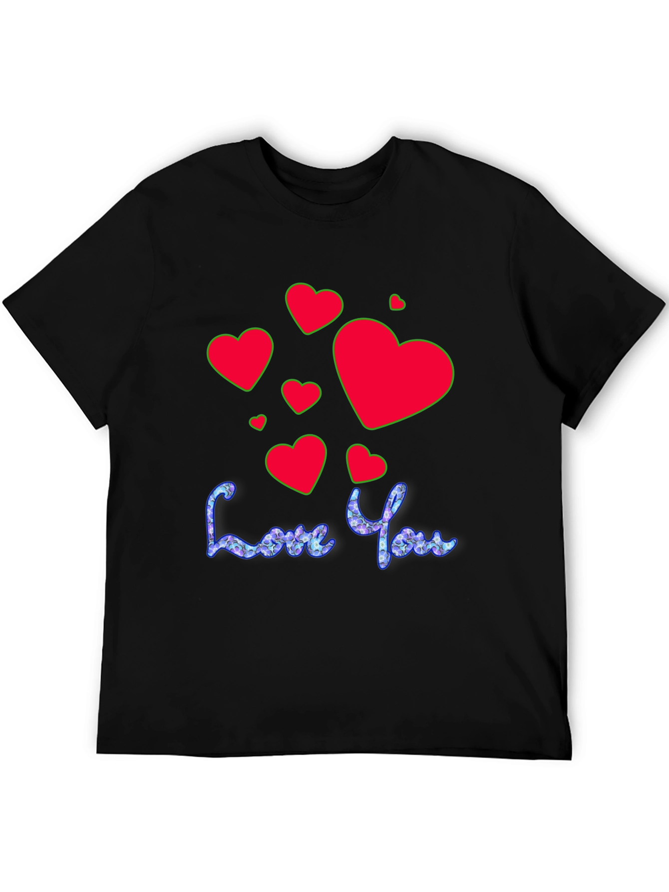 Black Love You T-Shirt - Red Heart Valentine's Day Tee view 5