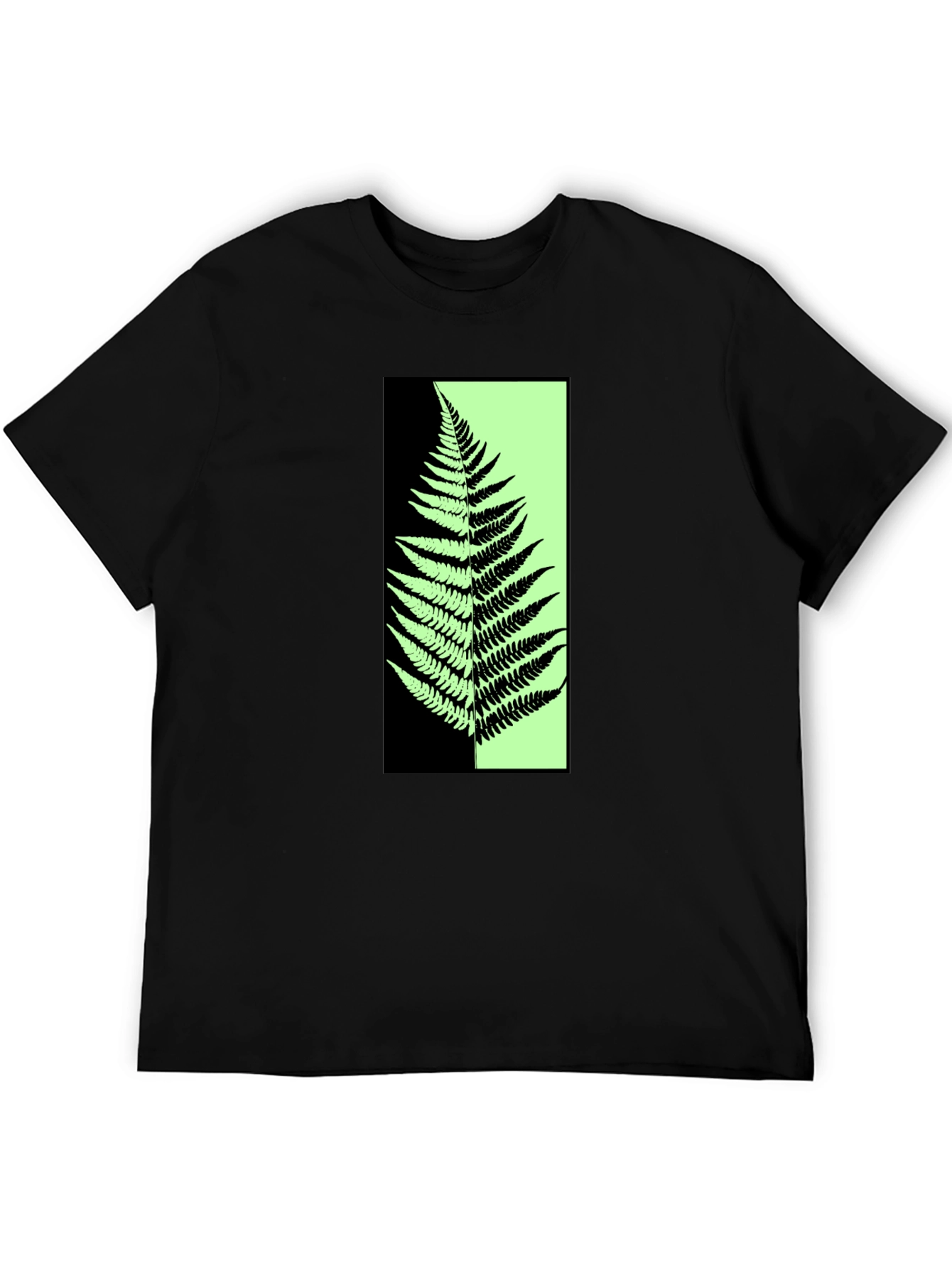 Black Abstract Fern Graphic Print Black T-Shirt view 5