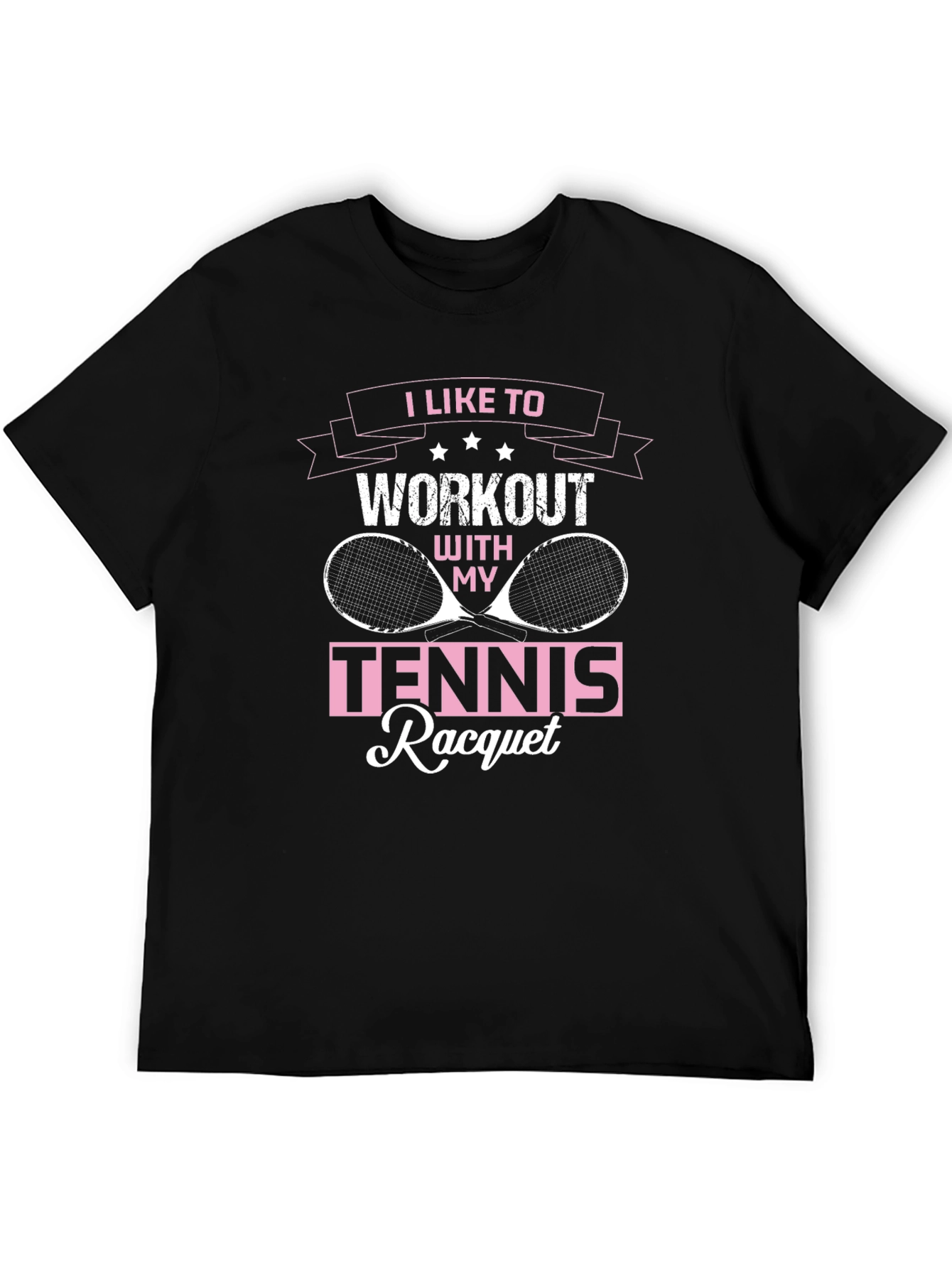 Black Tennis Racquet Workout T-Shirt view 5
