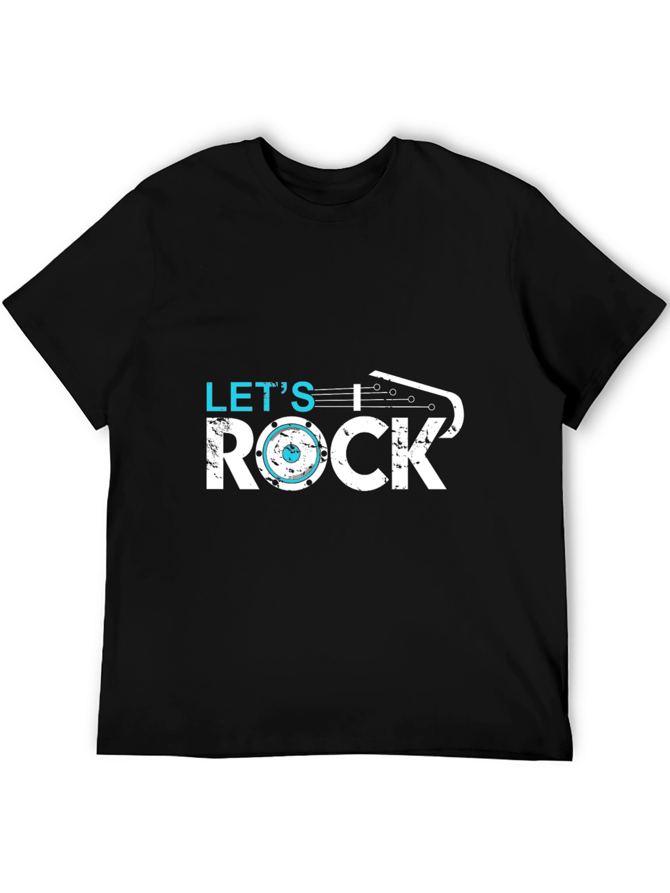 Black Let's Rock T-Shirt - Music Lover Tee view 5