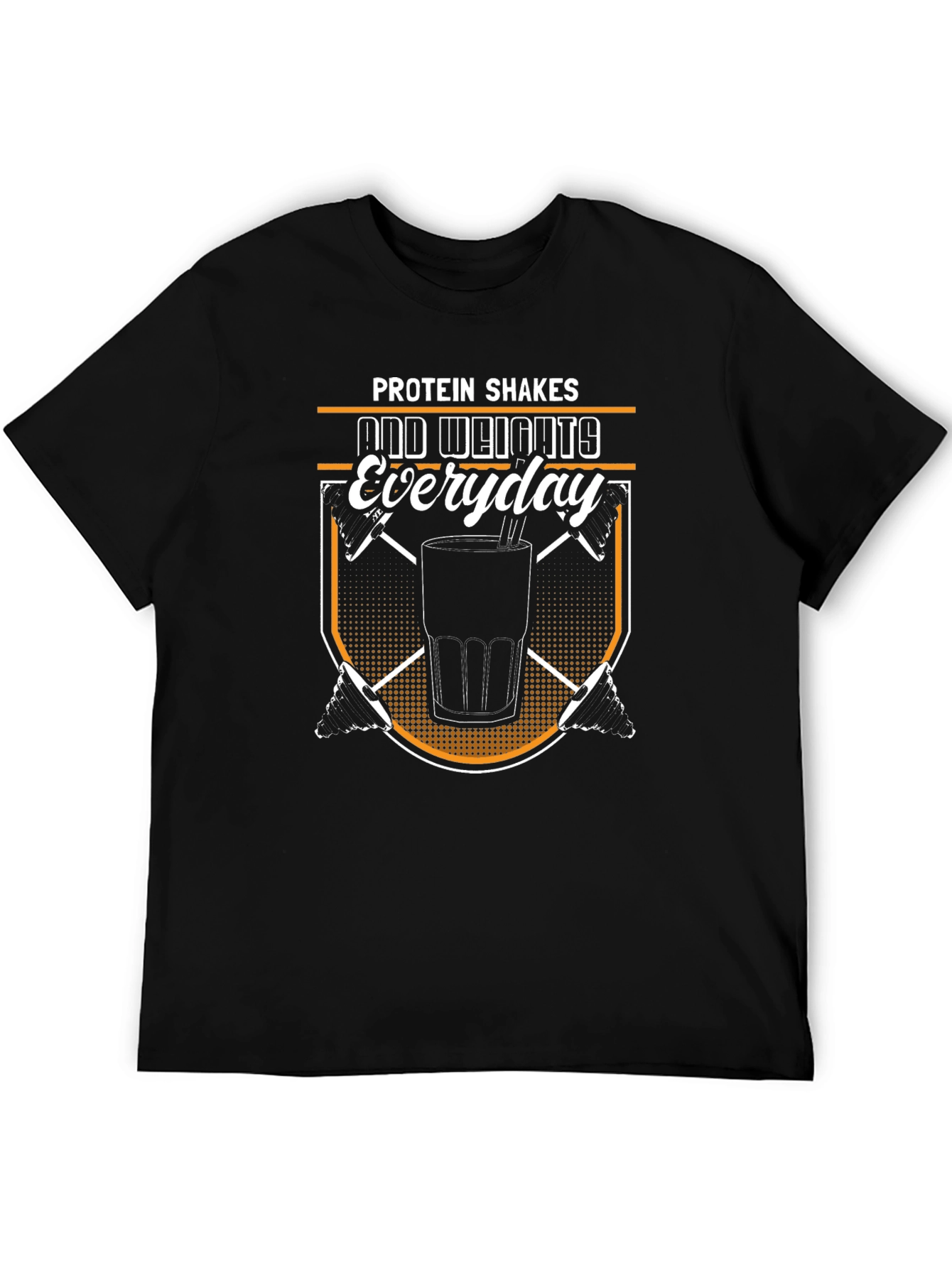 Black Protein Shakes and Weights Everyday Black T-Shirt view 5