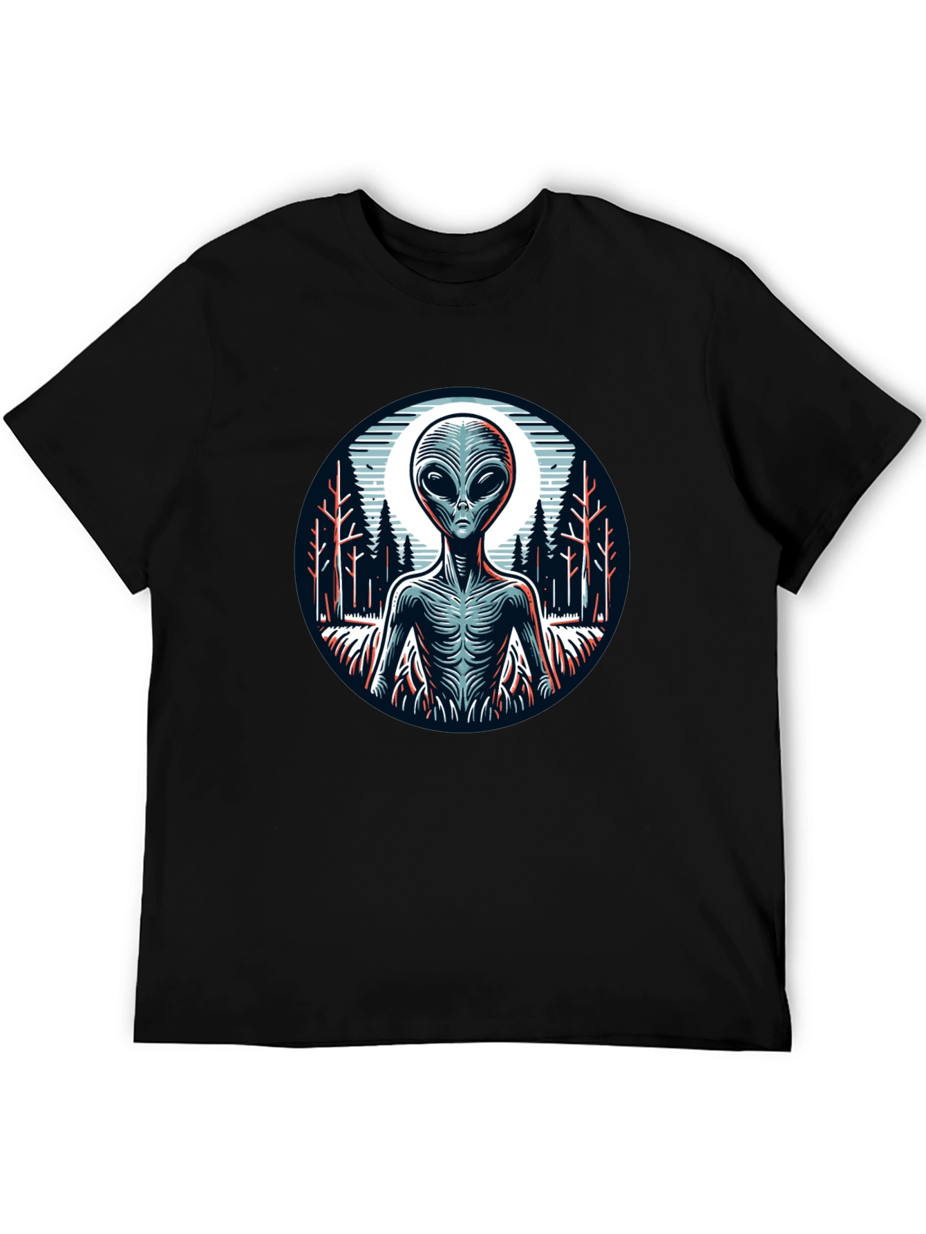 Black Alien Graphic Print Black T-Shirt view 5