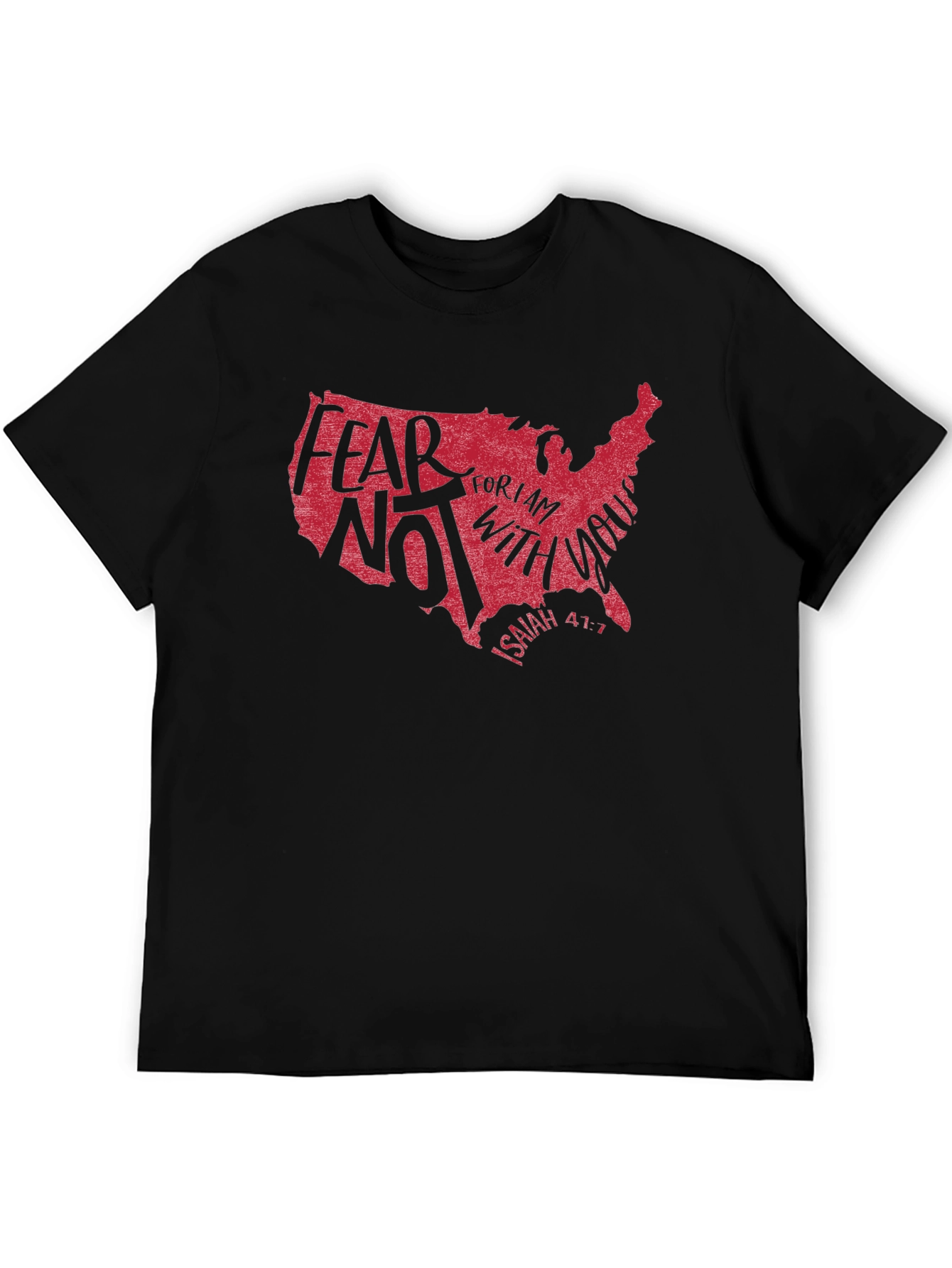 Black Fear Not Isaiah 41:1 T-Shirt - USA Map Graphic view 5