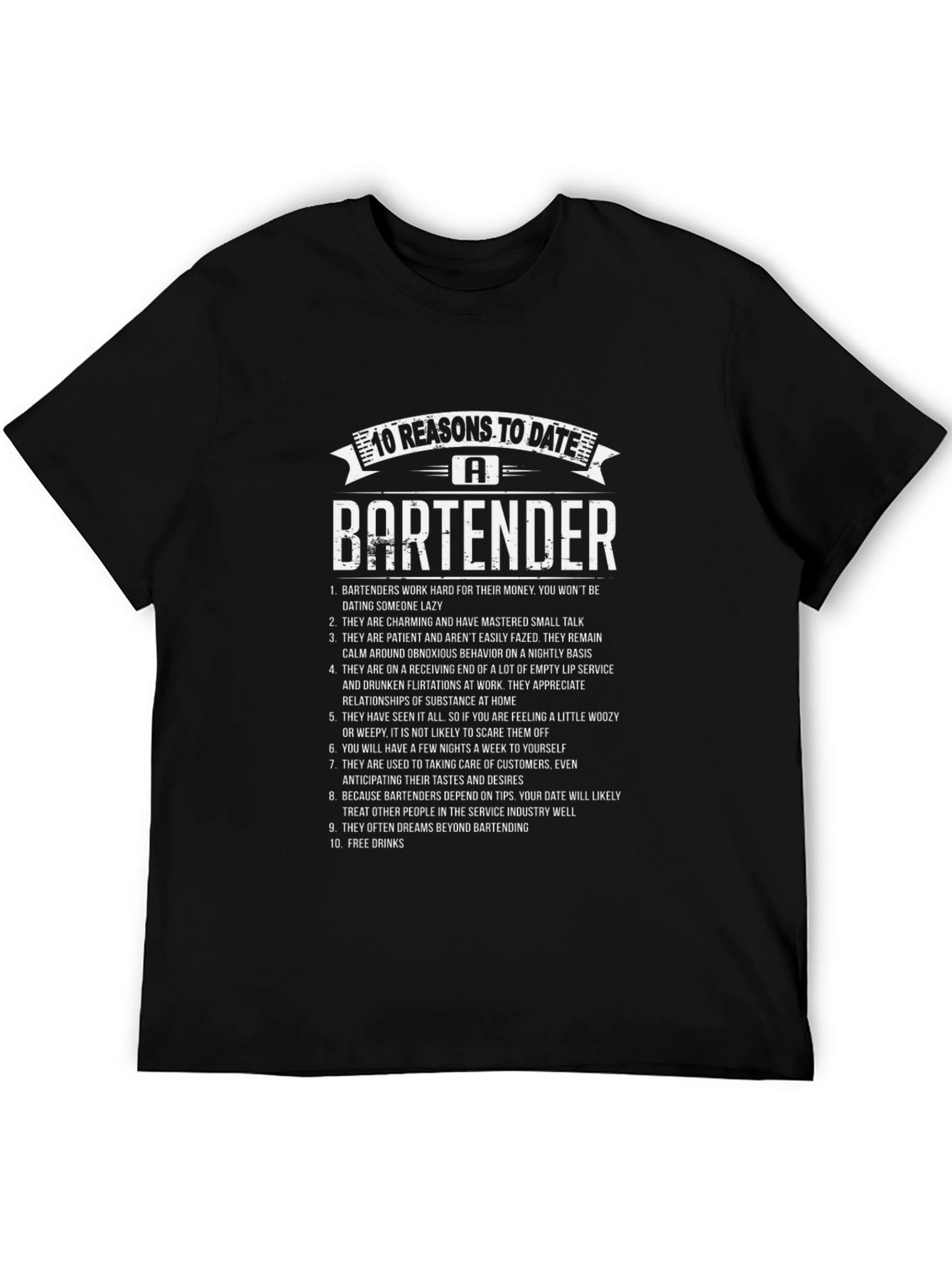 Black 10 Reasons To Date A Bartender T-Shirt view 5