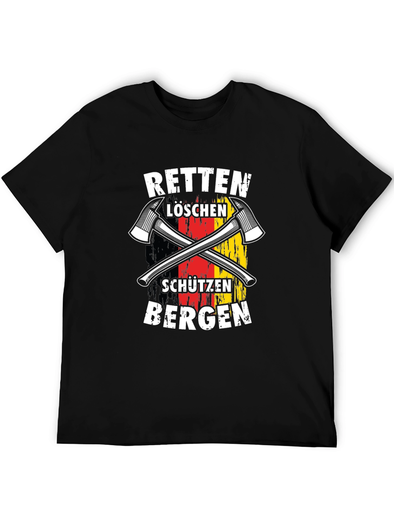 Black German Firefighter T-Shirt - Rescue & Protect view 5