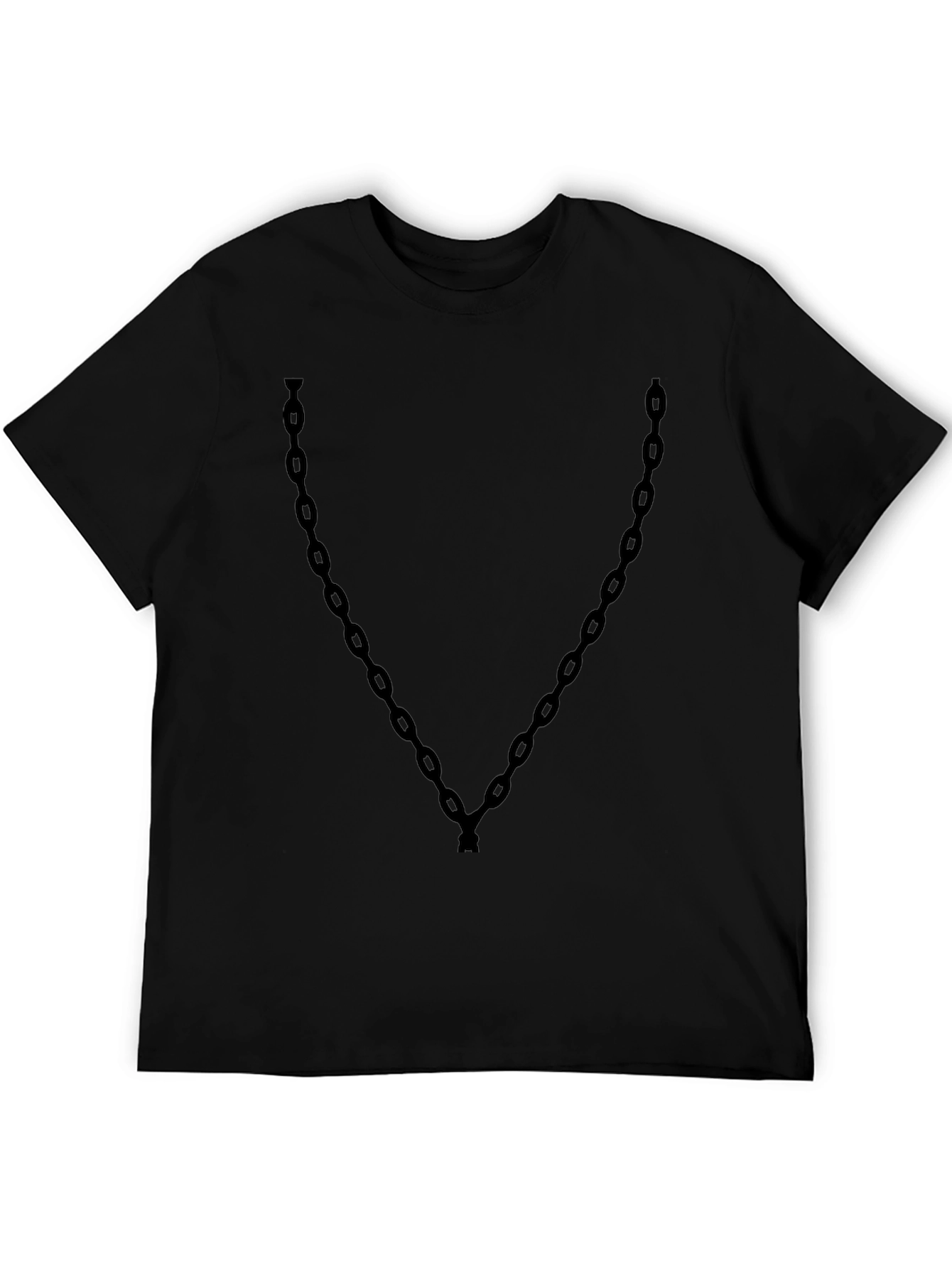 Black Men's Black Chain Graphic Tee - Casual Style view 5