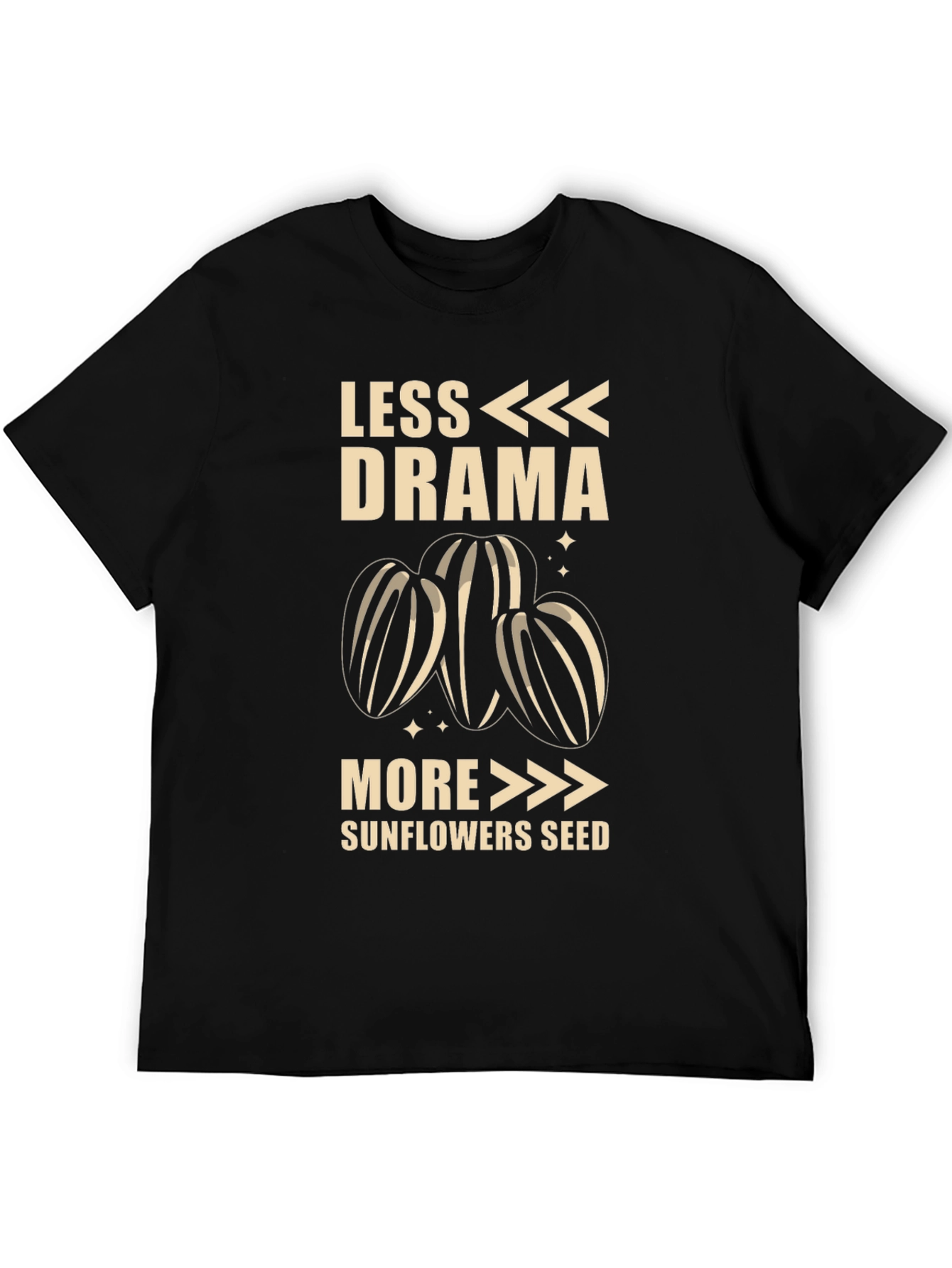 Black Less Drama More Sunflower Seeds T-Shirt view 5