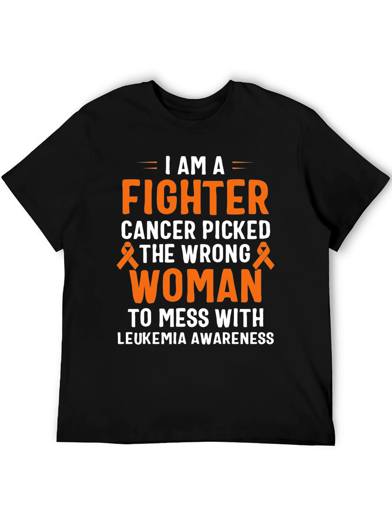 Black I Am A Fighter Leukemia Awareness T-Shirt view 5