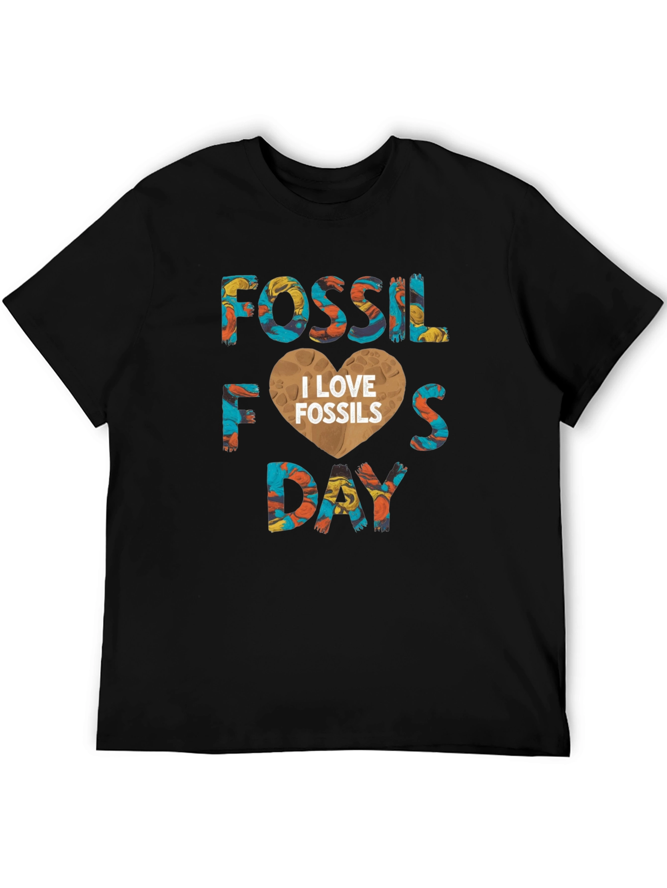 Black Fossil Day I Love Fossils Graphic Tee Shirt view 5