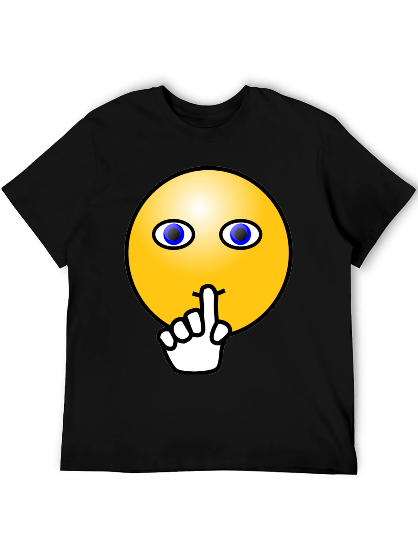 Black Shhh! Smiley Face Graphic Tee - Black Cotton T-Shirt view 5