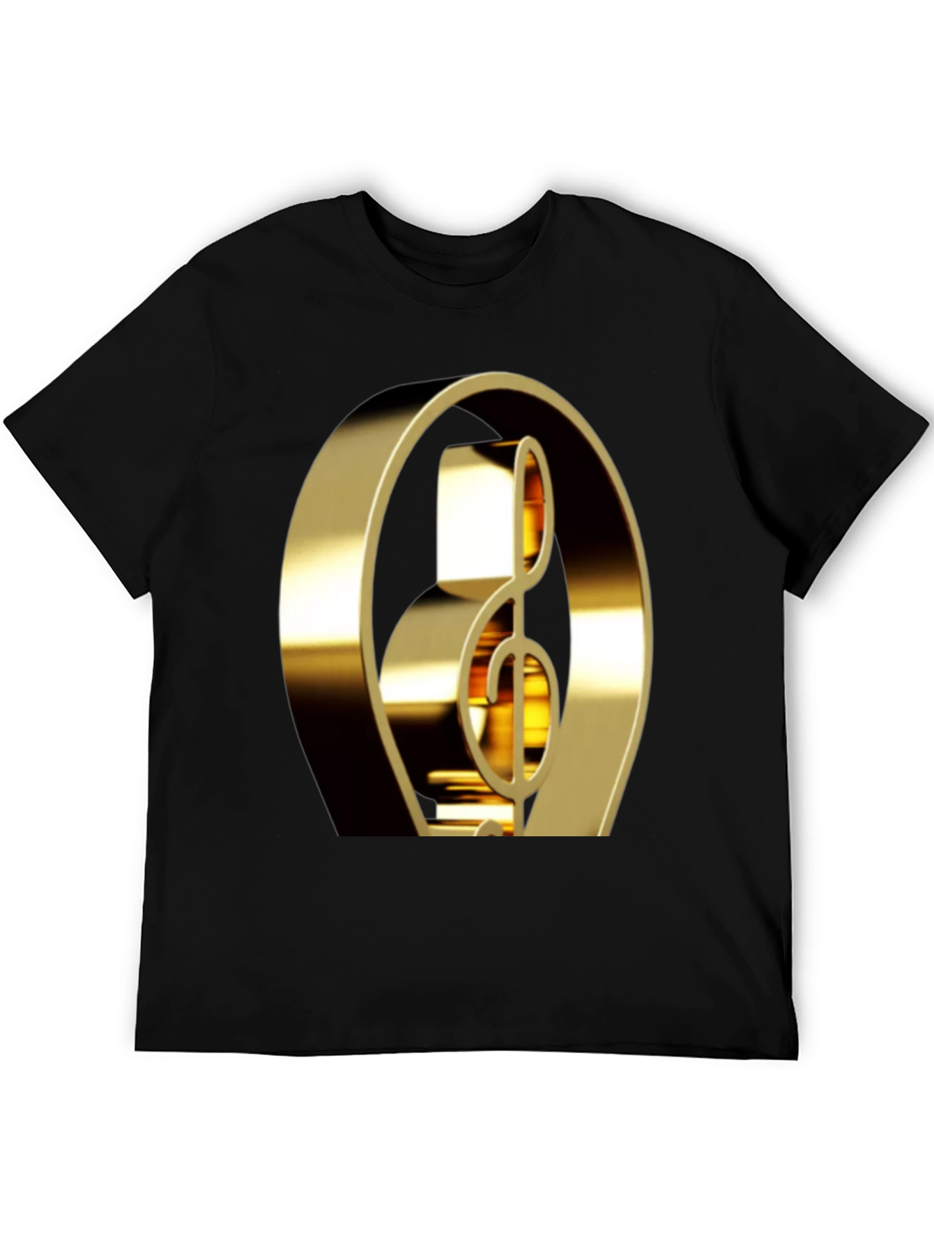 Black Golden Treble Clef Graphic Tee view 5