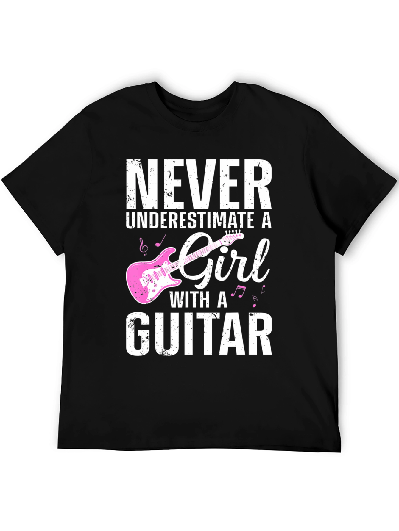 Black Never Underestimate a Girl With a Guitar T-Shirt view 5
