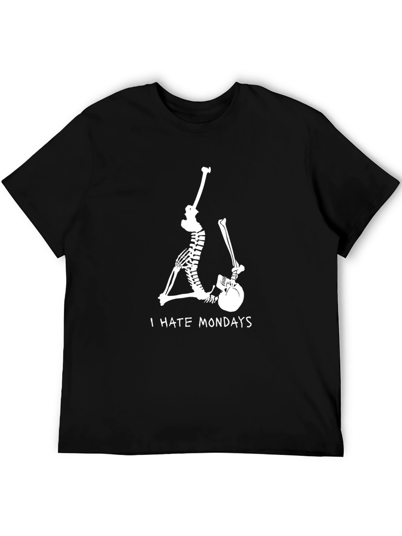 Black Skeleton 'I Hate Mondays' Black Graphic Tee view 5