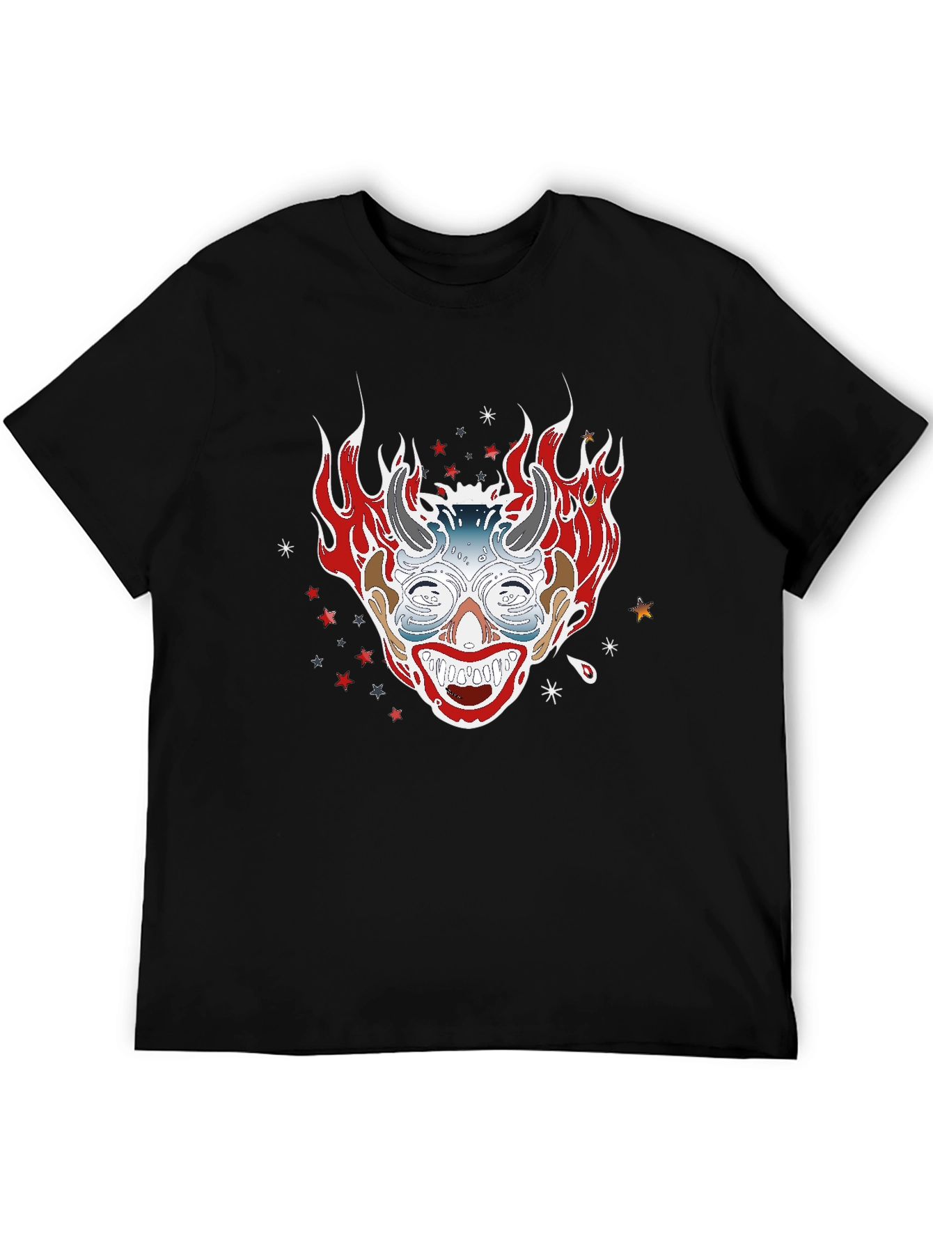 Black Fiery Clown Graphic Tee - Black view 5