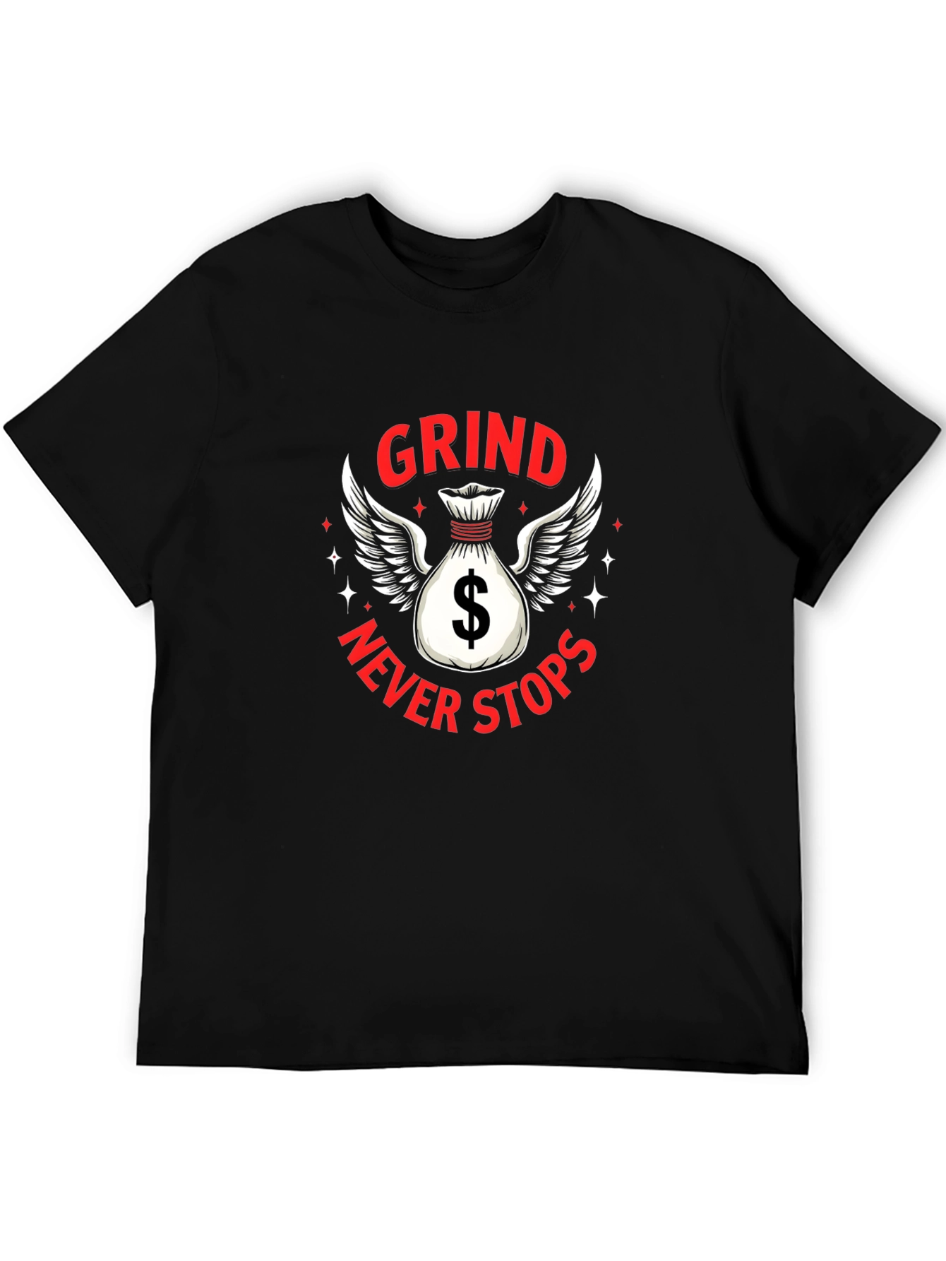 Black Grind Never Stops Black Graphic T-Shirt view 5