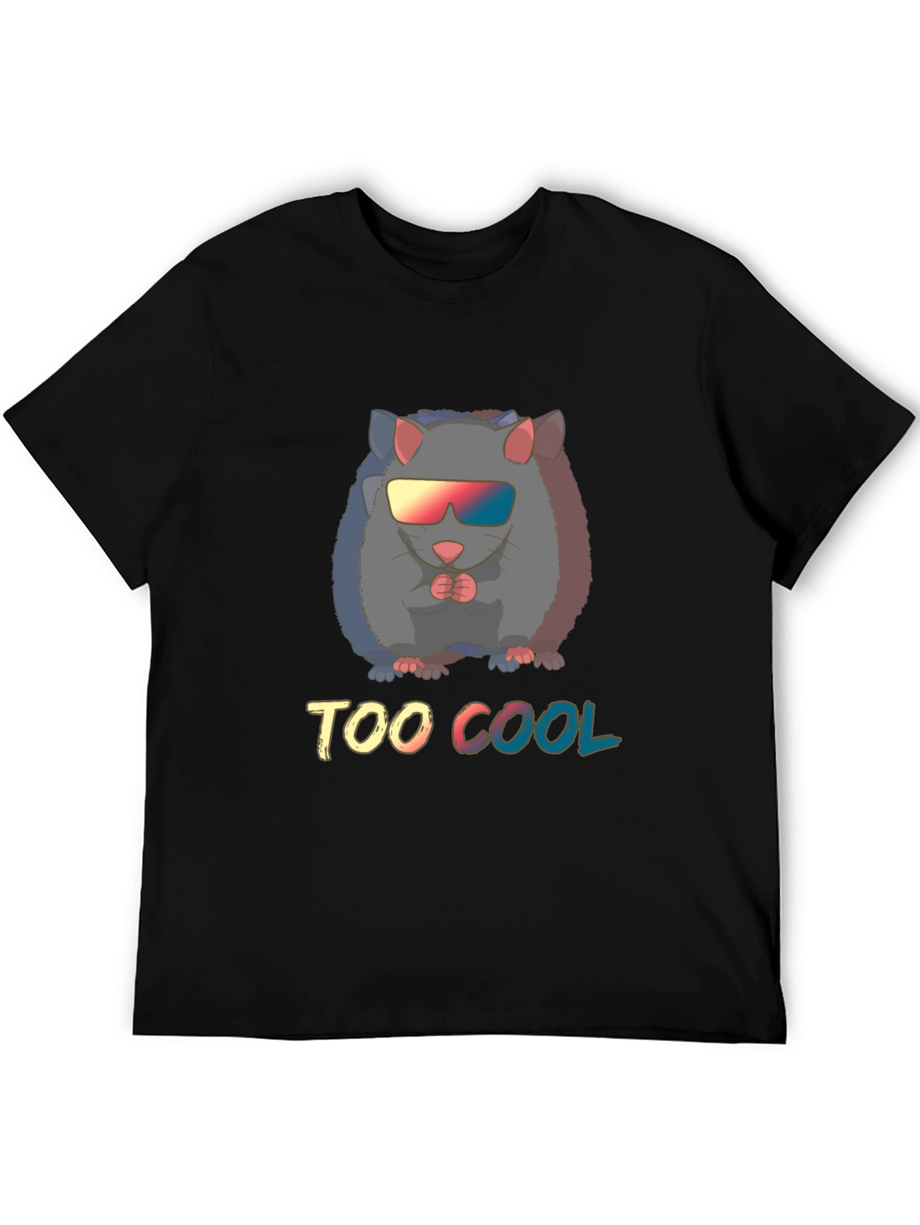 Black Too Cool Rat Graphic Tee - Unisex Cotton T-Shirt view 5