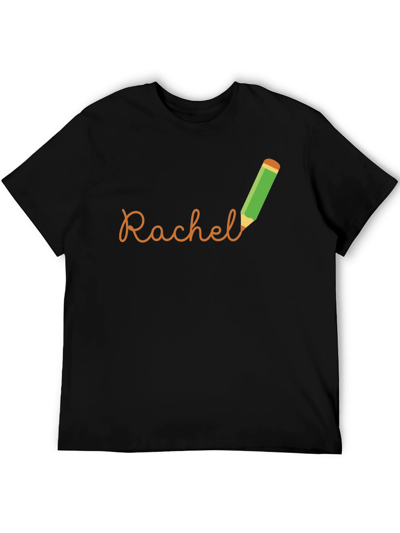 Black Personalized Rachel Pencil Name T-Shirt view 5