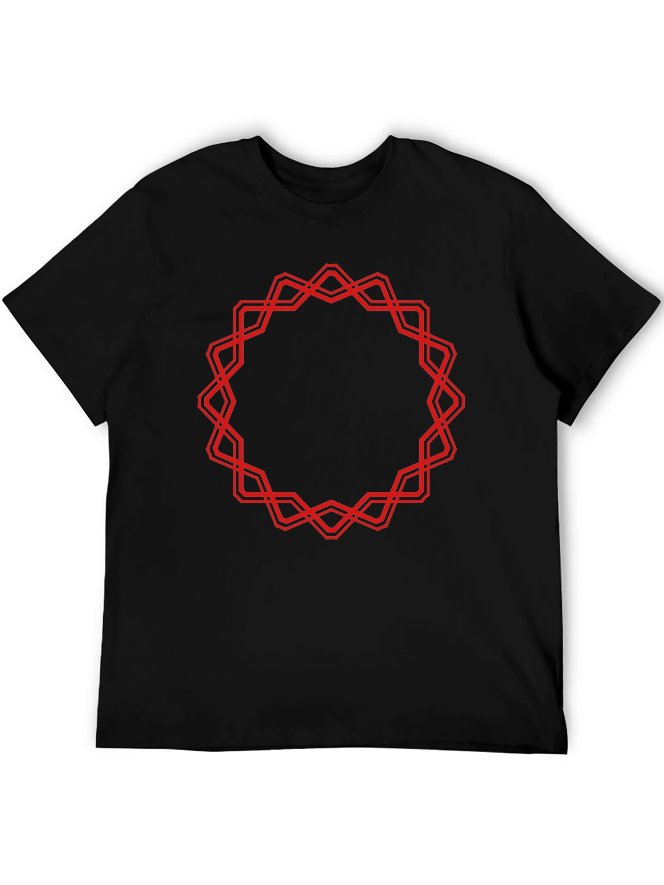 Black Geometric Circle Graphic Tee - Bold Statement T-Shirt view 5