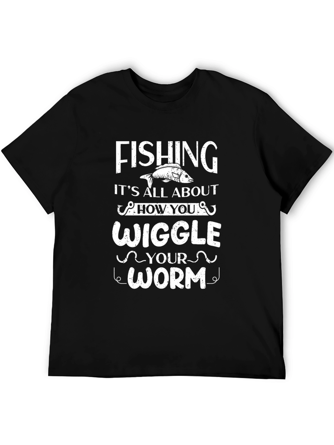Black Fishing Wiggle Your Worm T-Shirt view 5