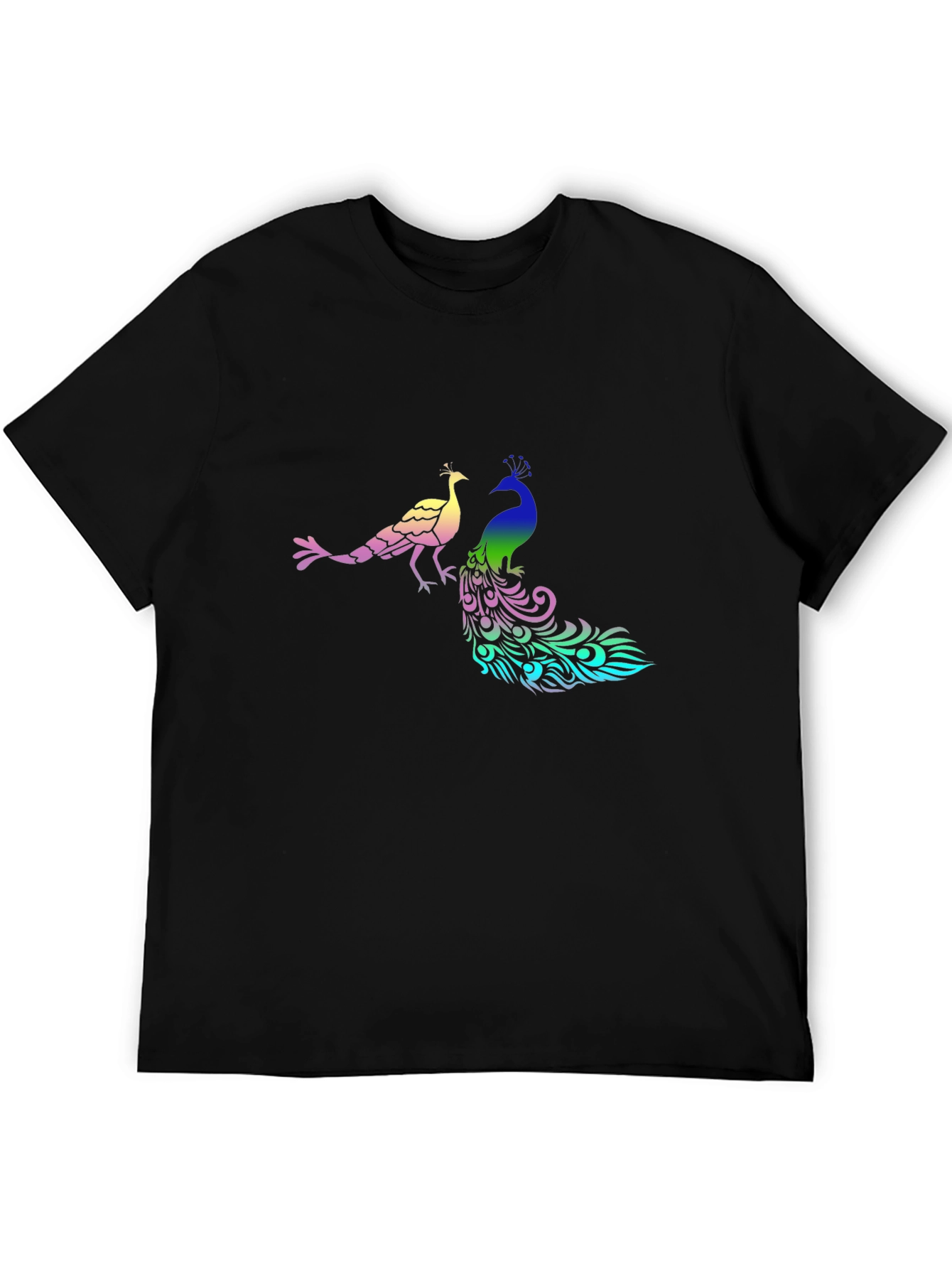 Black Peacock Graphic Print Black T-Shirt view 5
