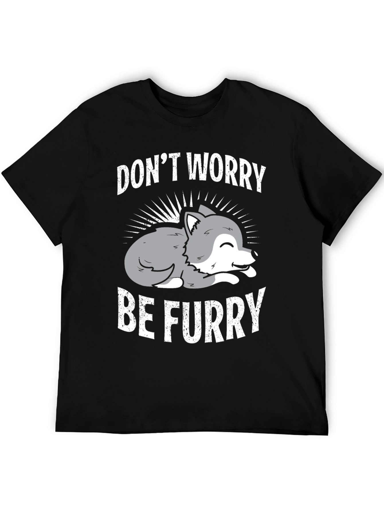 Black Don't Worry Be Furry Graphic T-Shirt view 5
