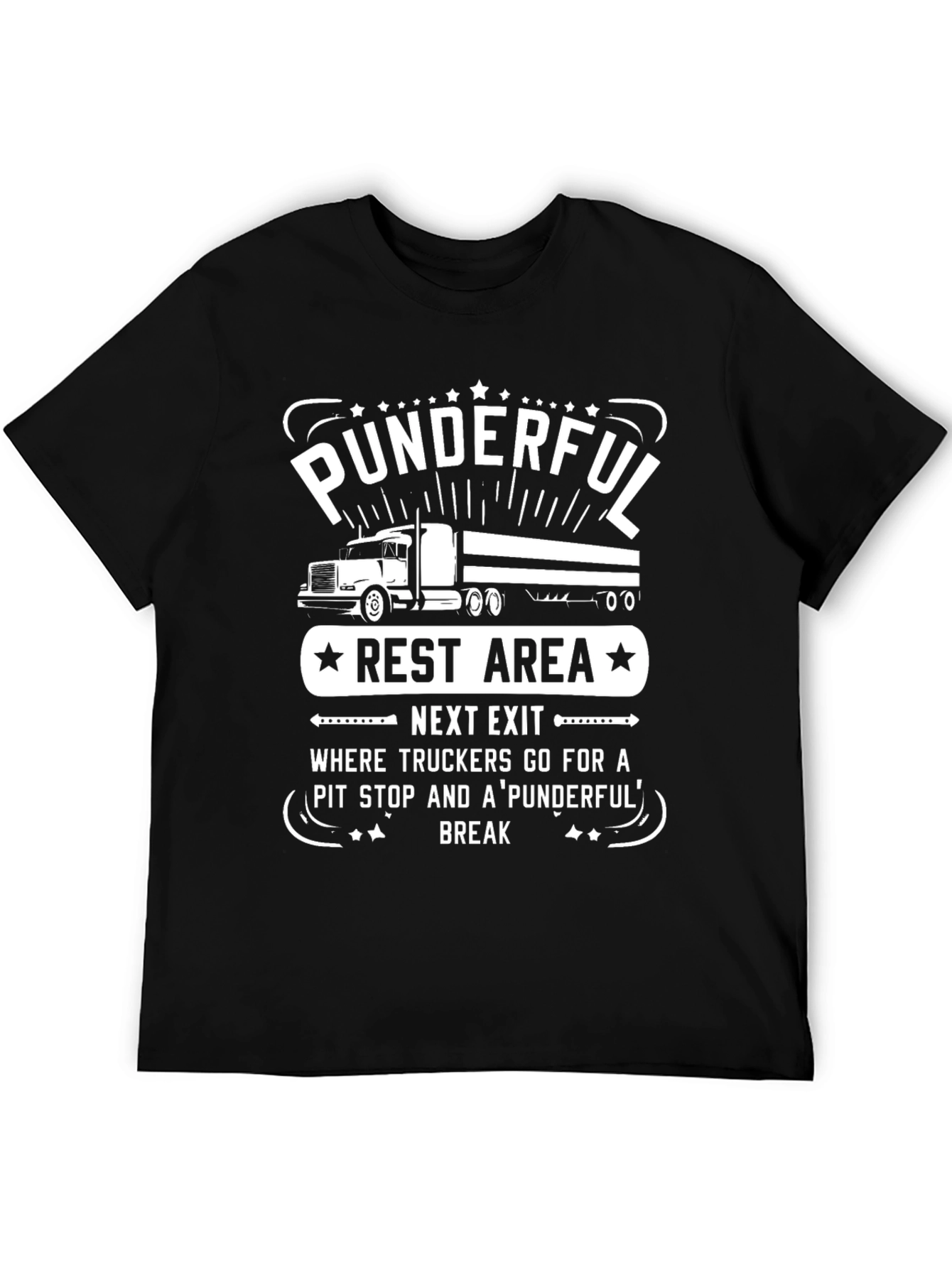 Black Punderful Trucker T-Shirt - Rest Area Humor Tee view 5