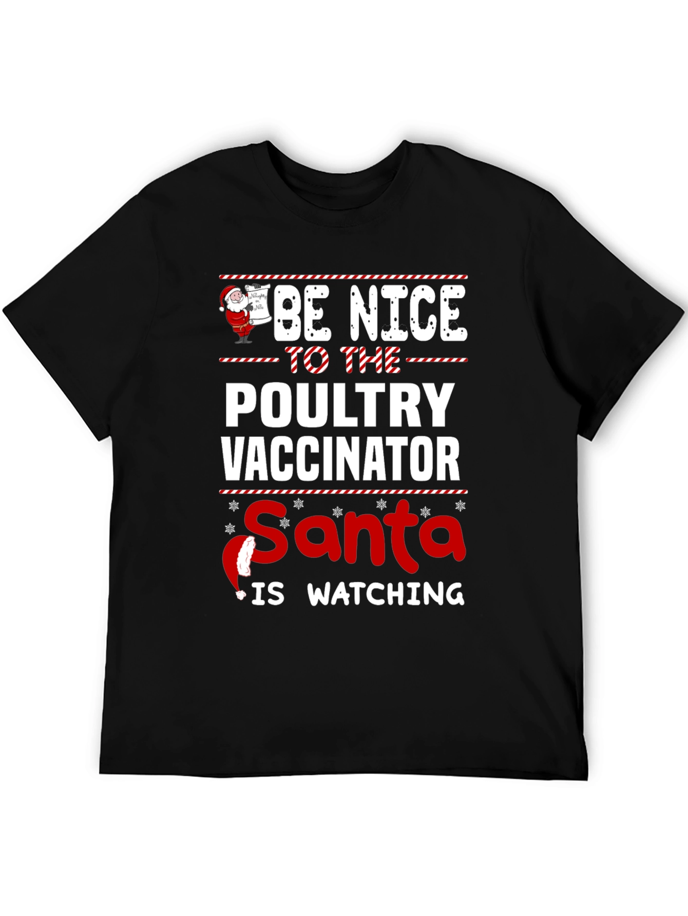 Black Be Nice to the Poultry Vaccinator Santa T-Shirt view 5