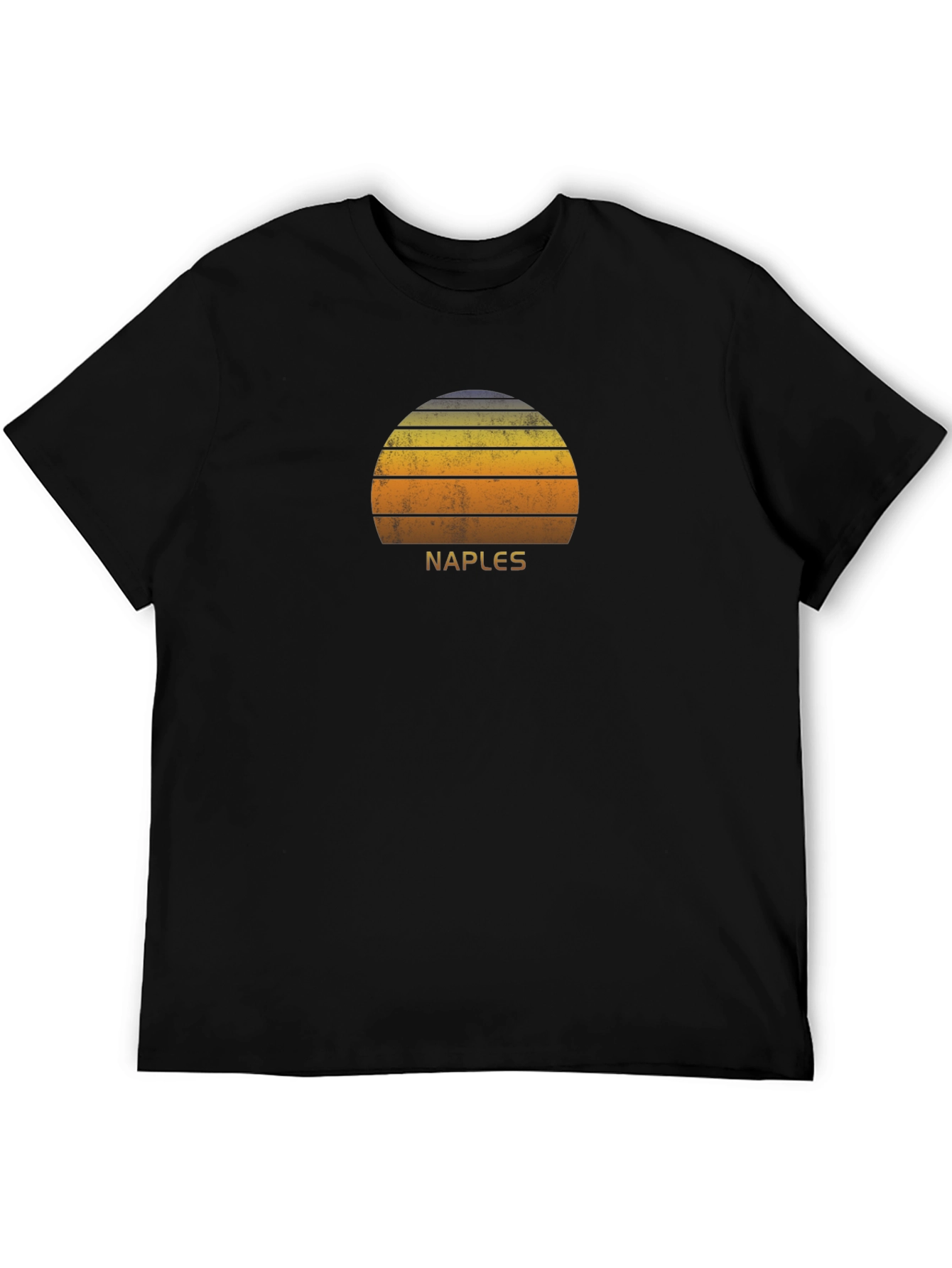 Black Naples Retro Sunset Graphic T-Shirt view 5