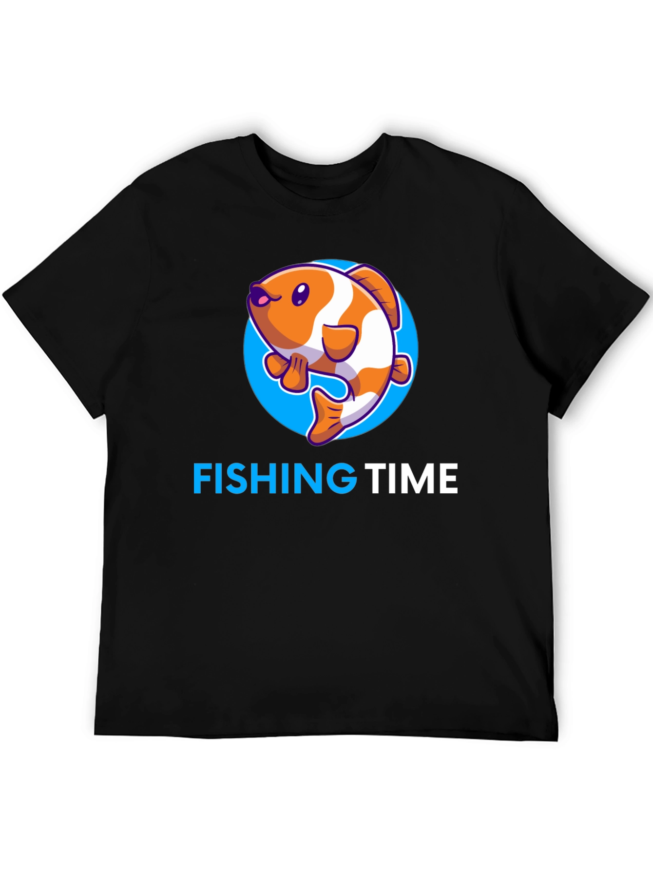 Black Fishing Time Graphic Tee - Black Cotton Shirt view 5