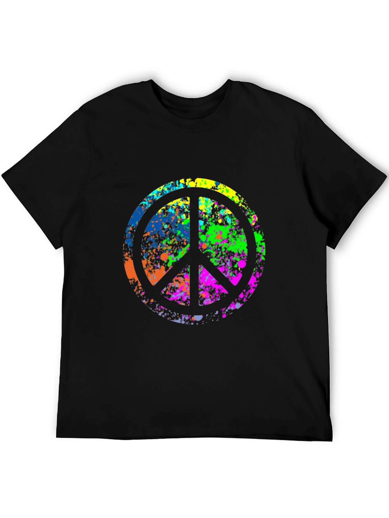 Black Peace Sign Splatter Graphic Tee - Black view 5