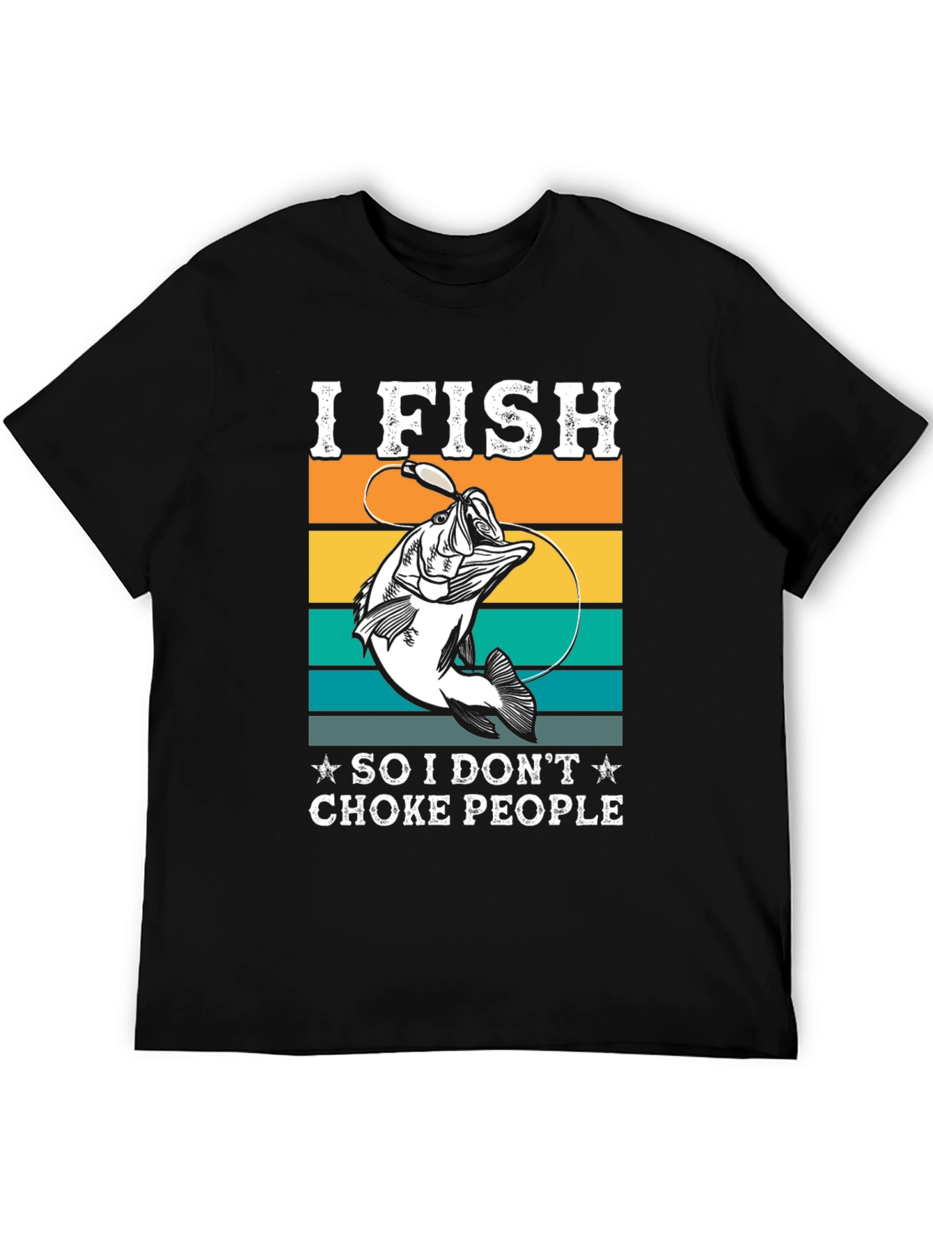 Black I Fish Funny Graphic T-Shirt view 5